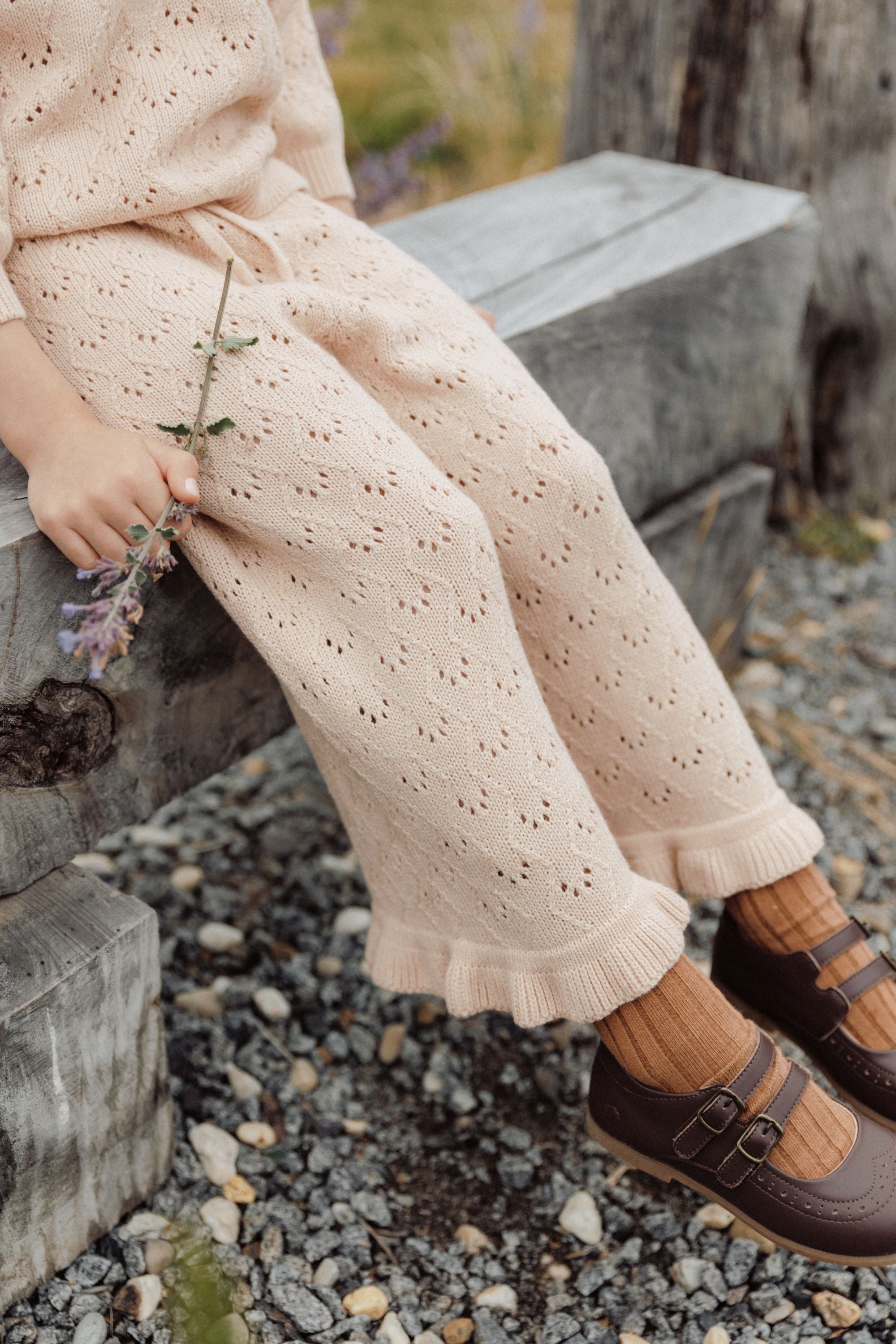 Marshmallow Knit Wide-Leg Pants - Peach