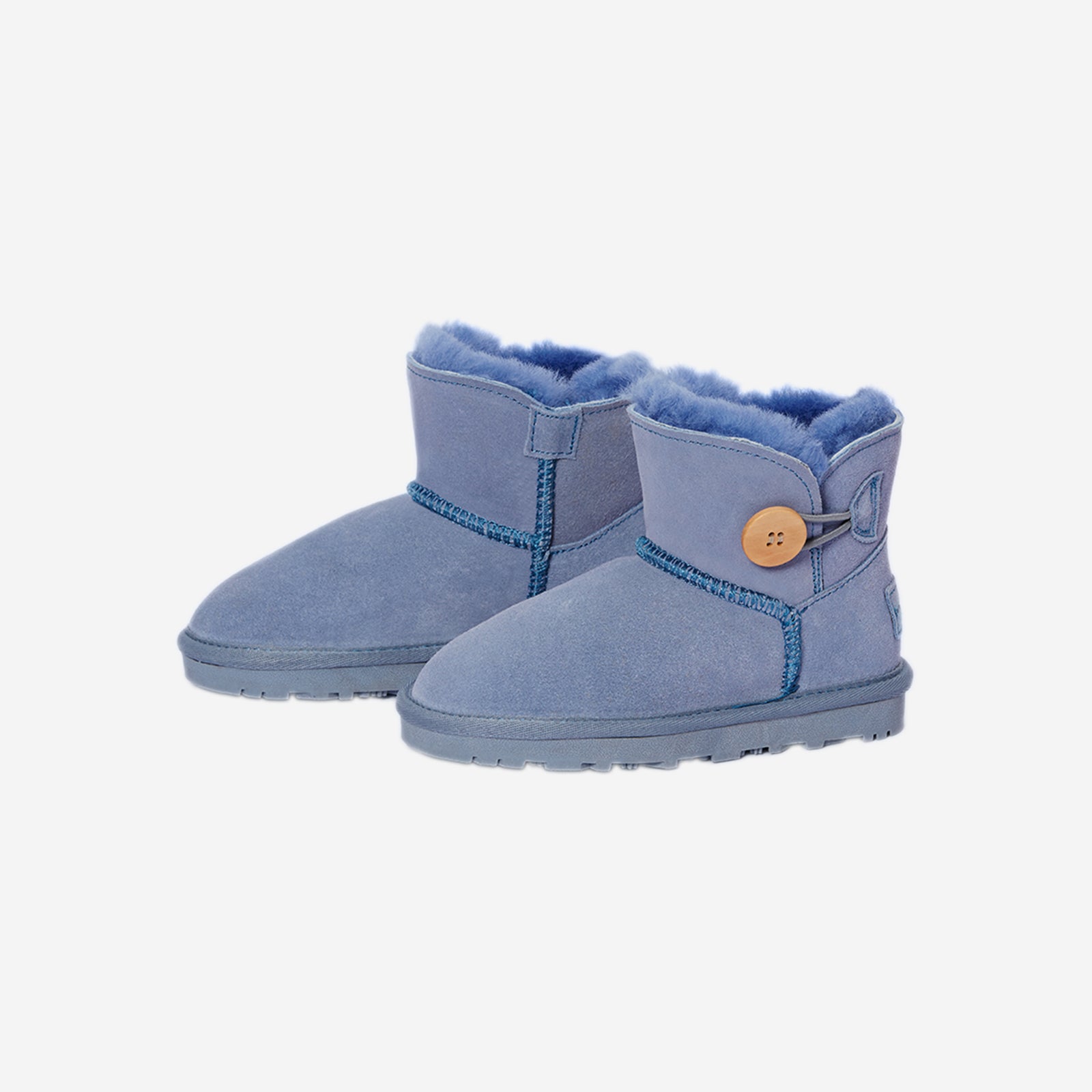 button classic kids sky blue woolly kids leather kids shoes baby infants shoes Toddler winter boots walking shoes Boys boots