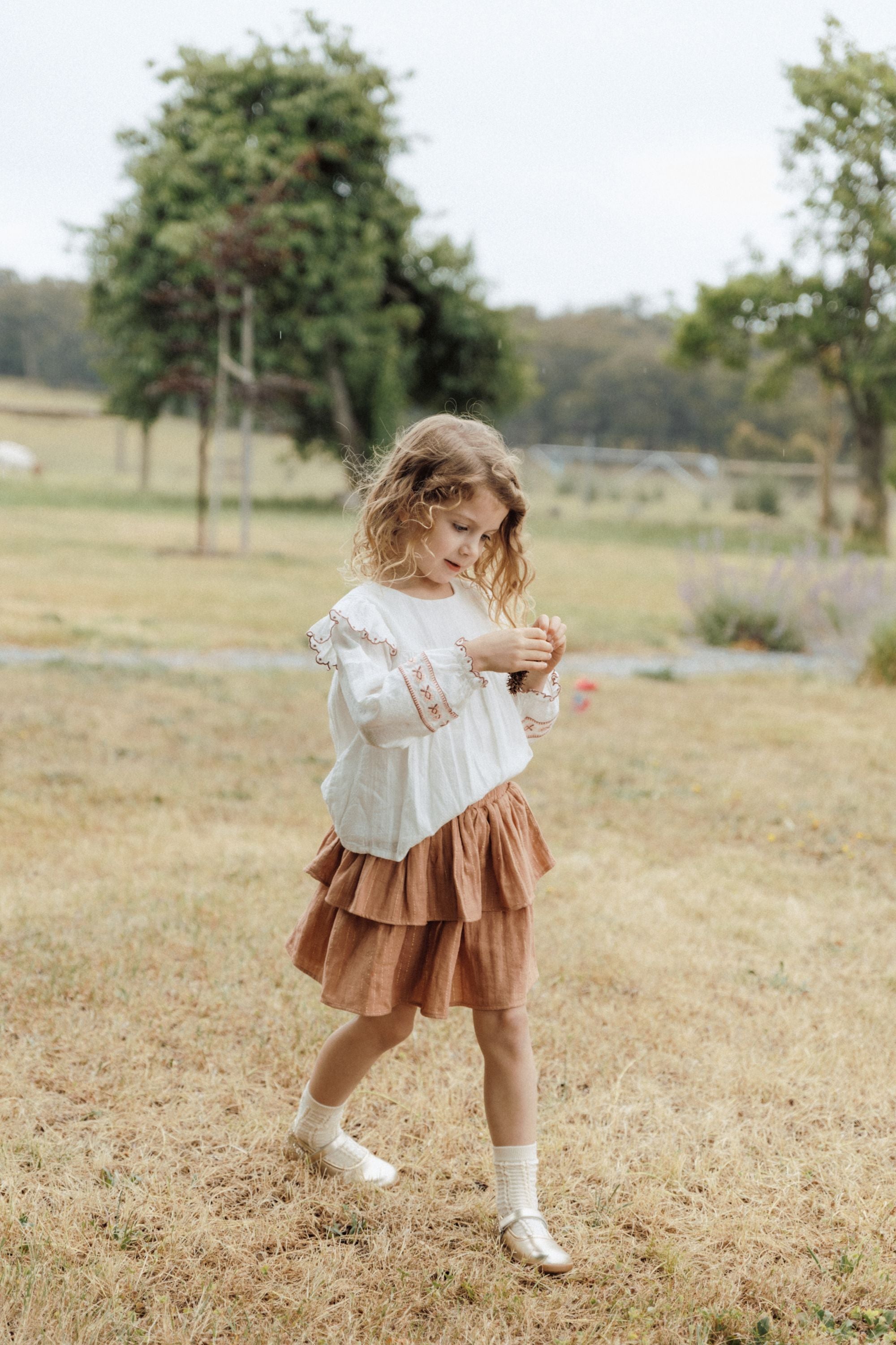 Serene Garden - Embroidered Blouse - Cherry Cream