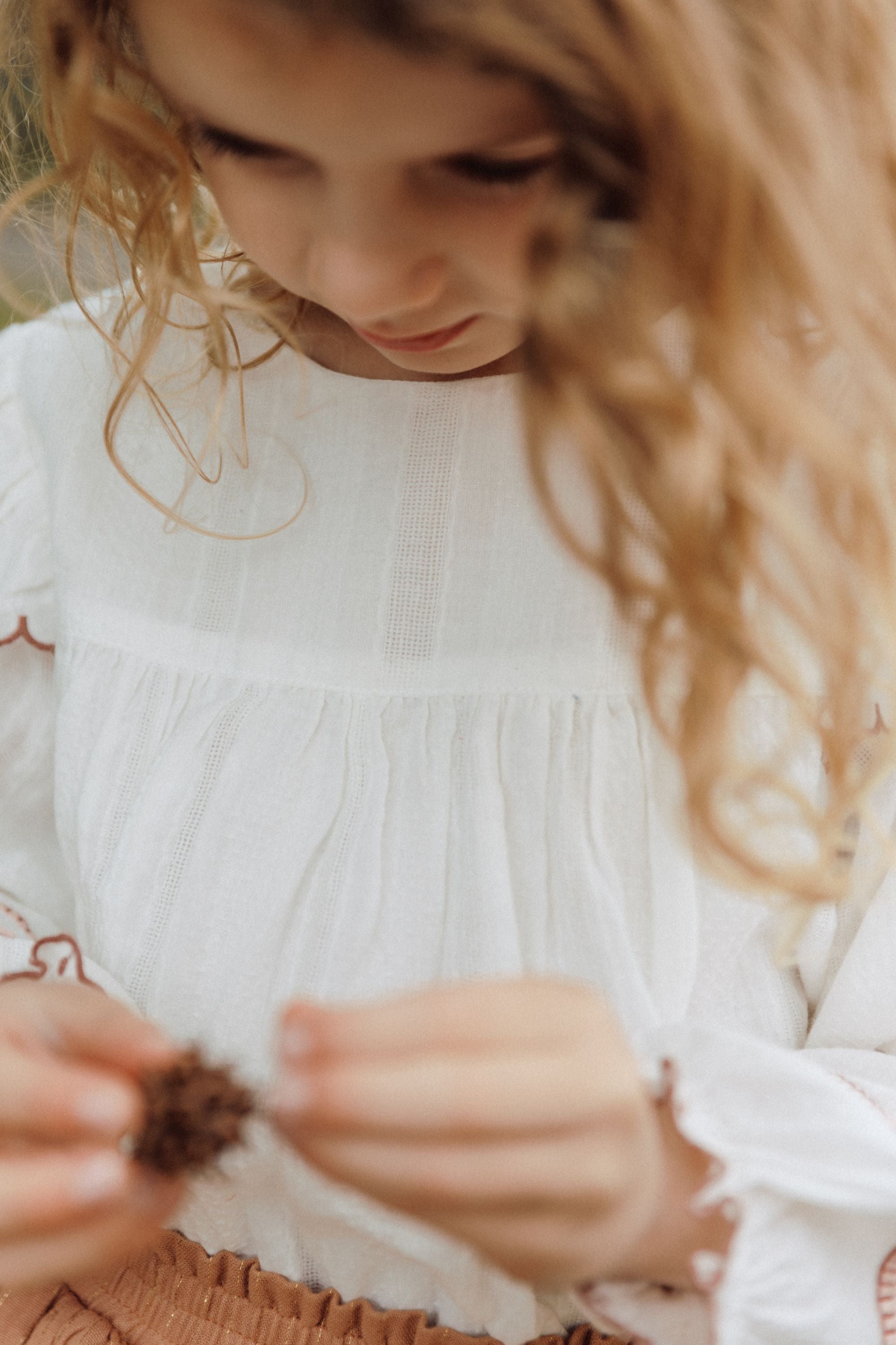 Serene Garden - Embroidered Blouse - Cherry Cream