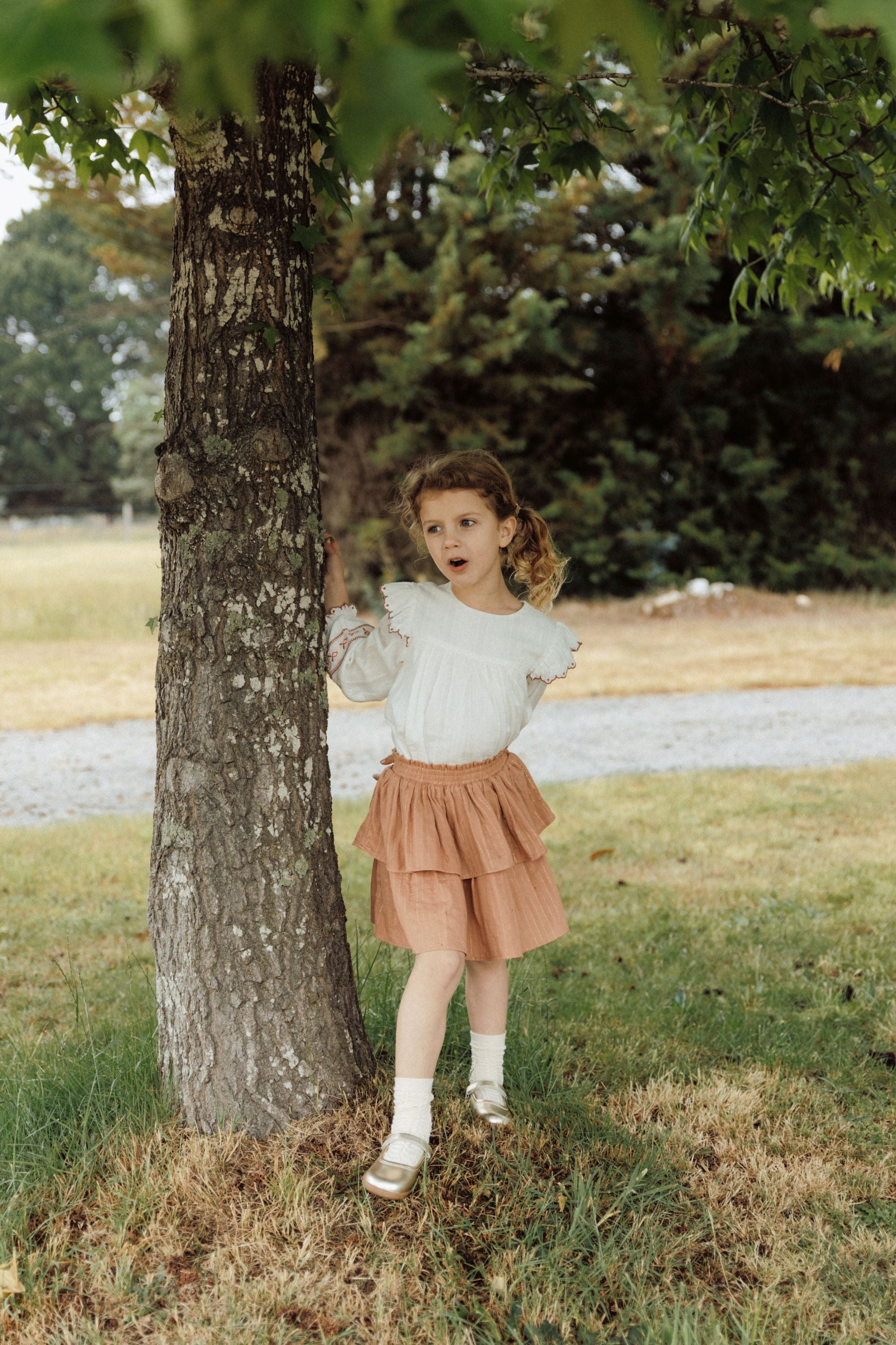 Serene Garden - Embroidered Blouse - Cherry Cream