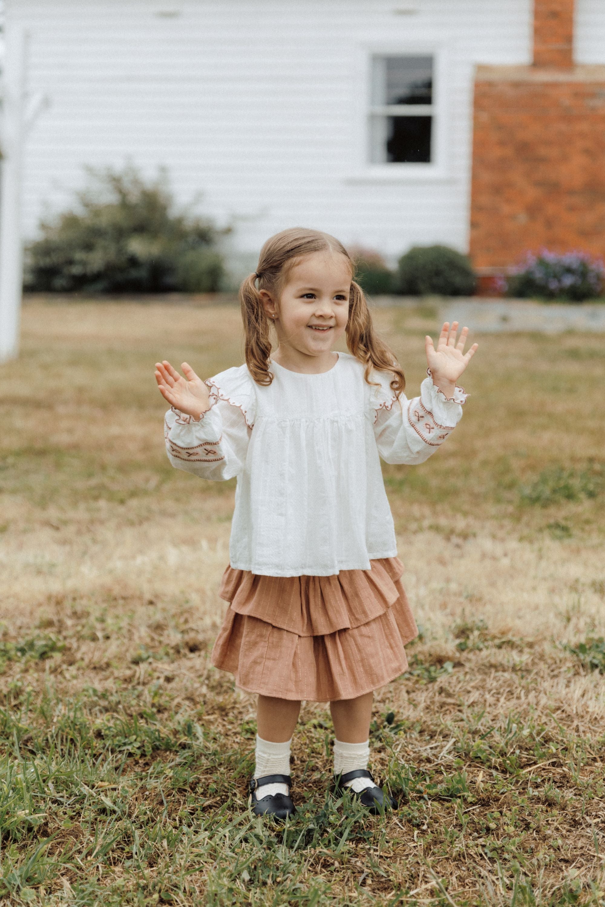 Serene Garden - Embroidered Blouse - Cherry Cream