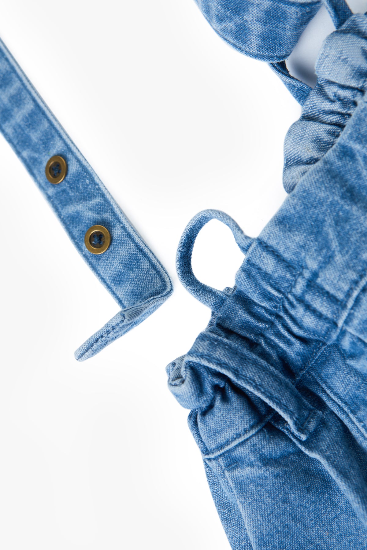Vintage Denim Suspender Pants - Blue