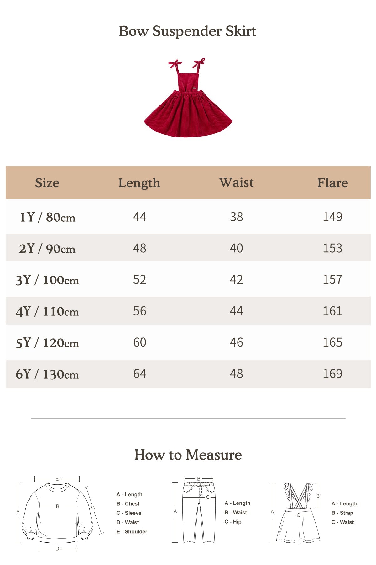 Bow Suspender Skirt - Cherry