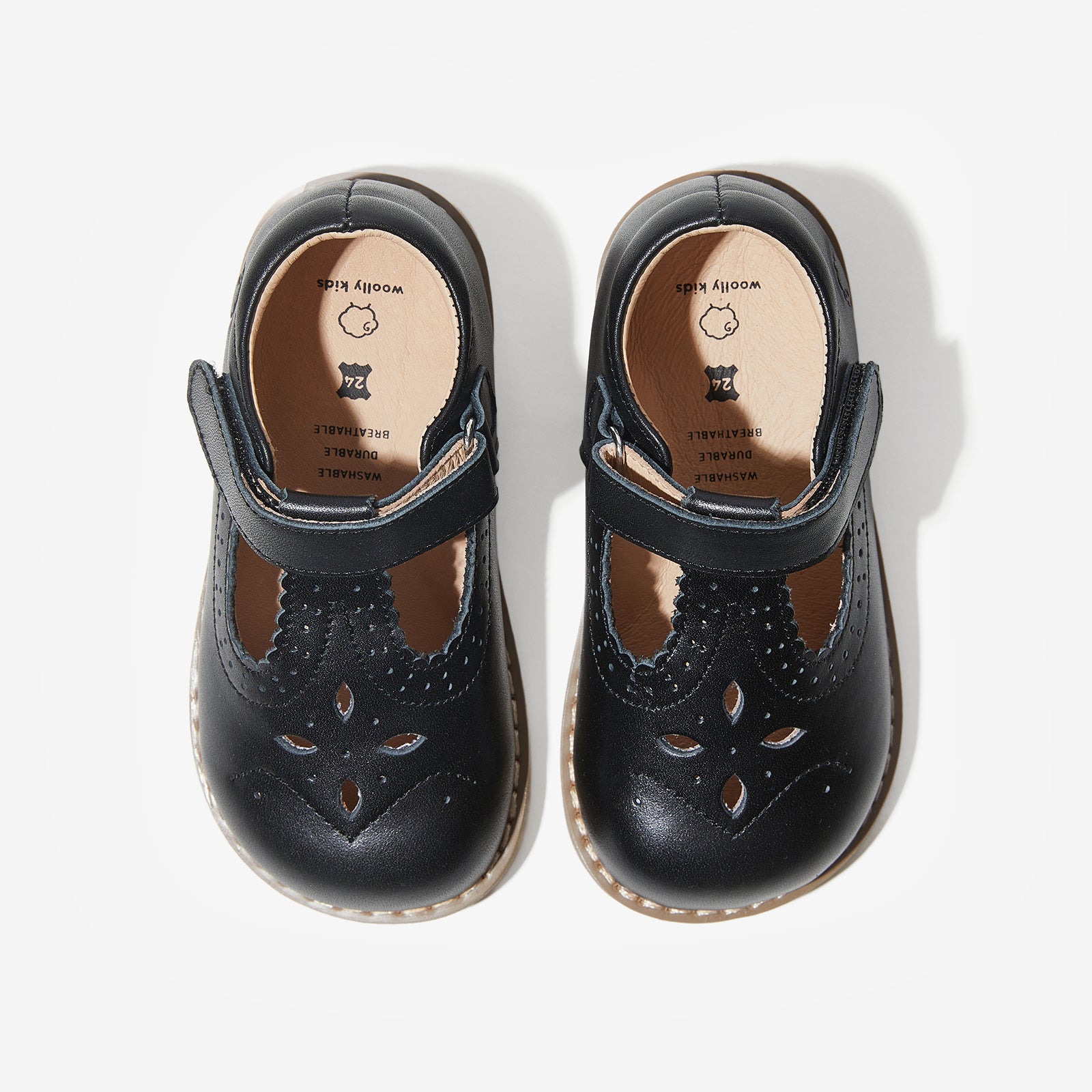 cheryl obsidian black woolly kids autumn infant leathr shoes slip on shoes shoekids 1st walker shoes