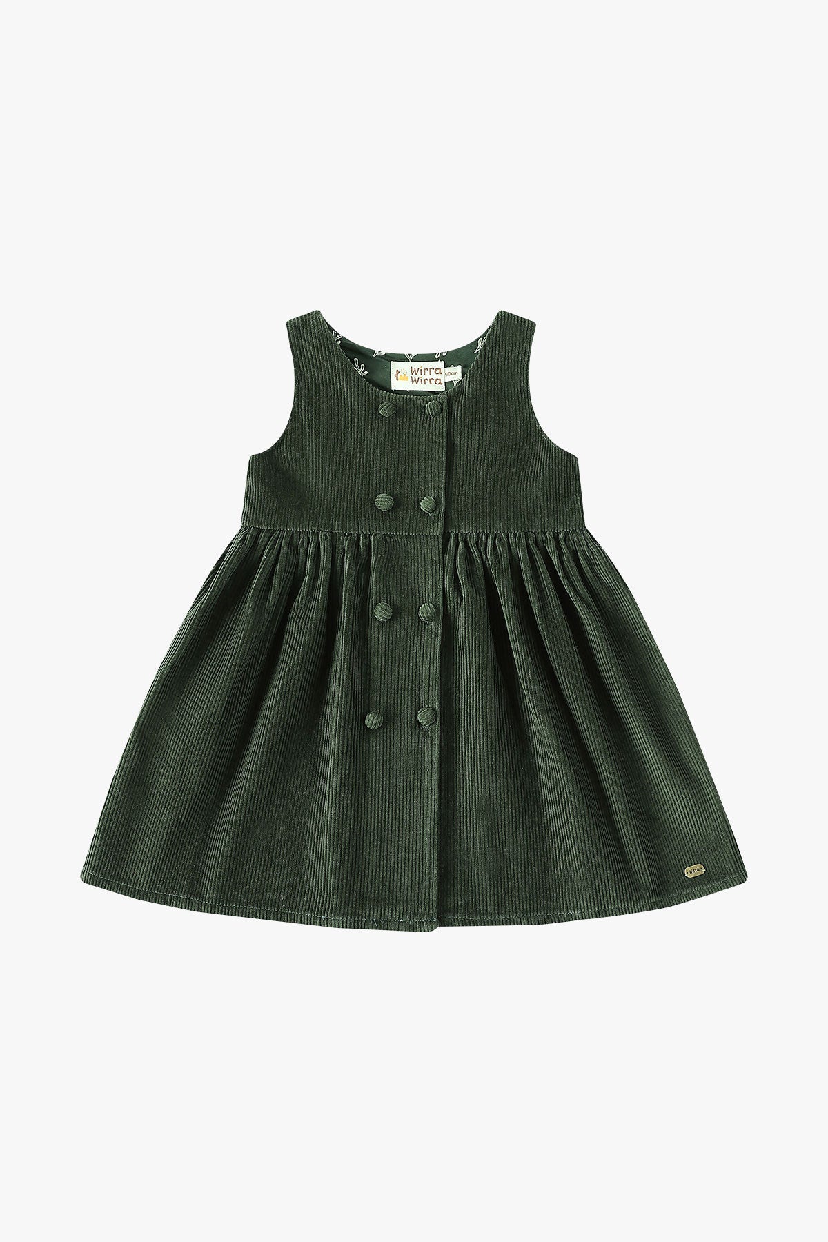 wirrawirra organic newborn clothes corduroy dress dark green 23 Winter Dresses Girls New Arrivals