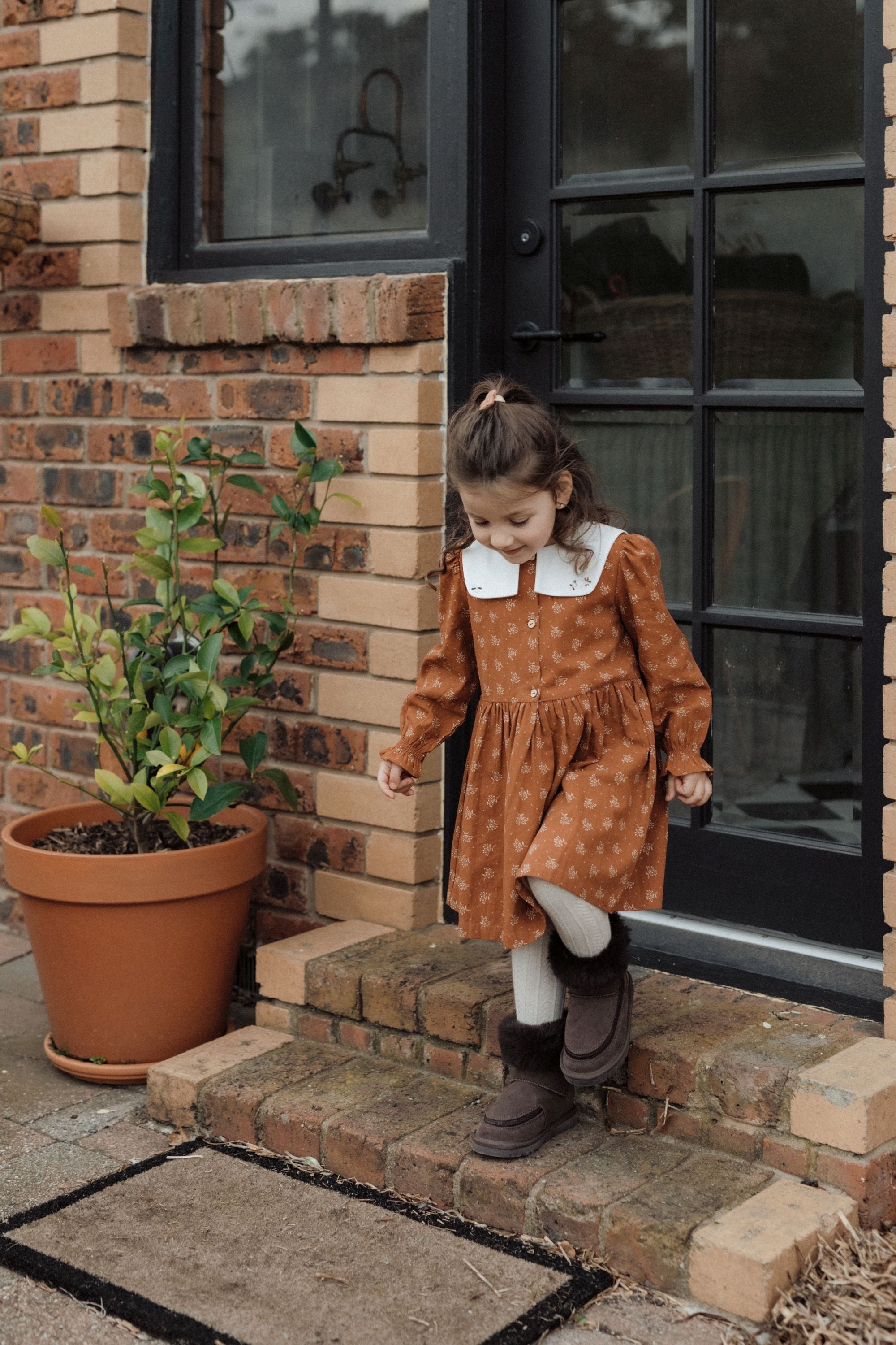 wirrawirra organic baby clothesfloral printed dress caramel24 Winter Dresses Girls New Arrivals Skirts