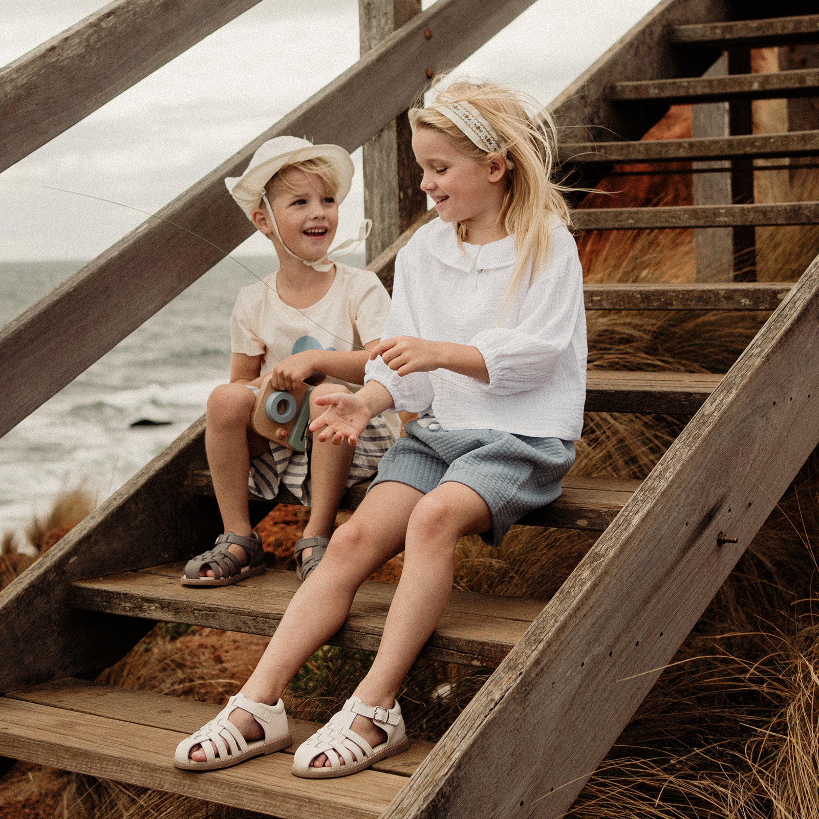 Gefen Cloud White leather sandals for girls and boys kids shoes0