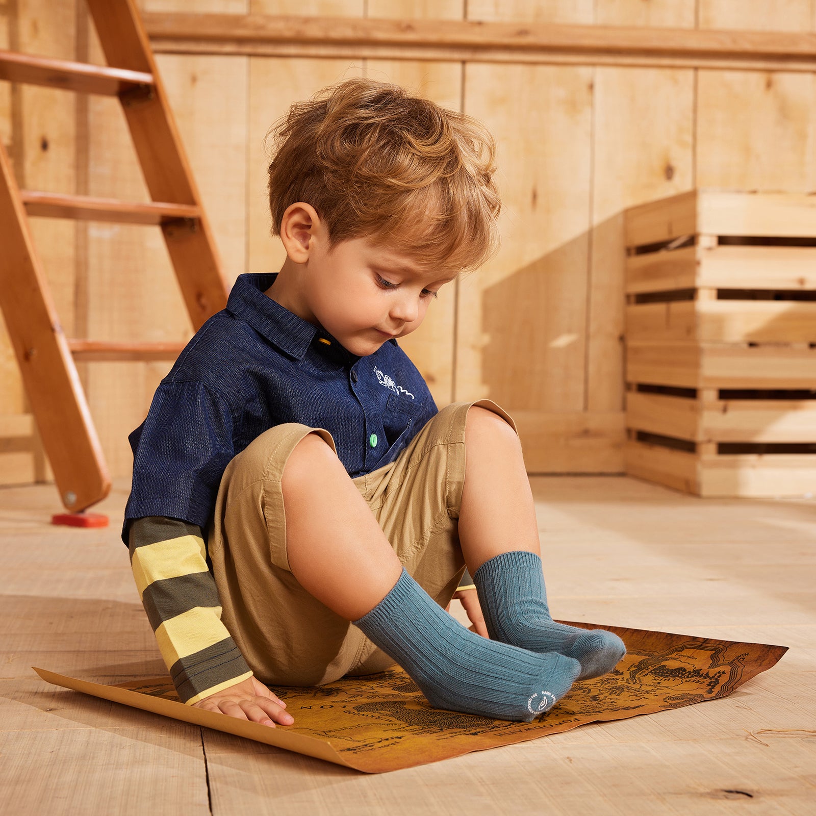 Woolly Socks Packaging for 3 pairs - Cardamun Green+Lake Blue+Tiles Grey