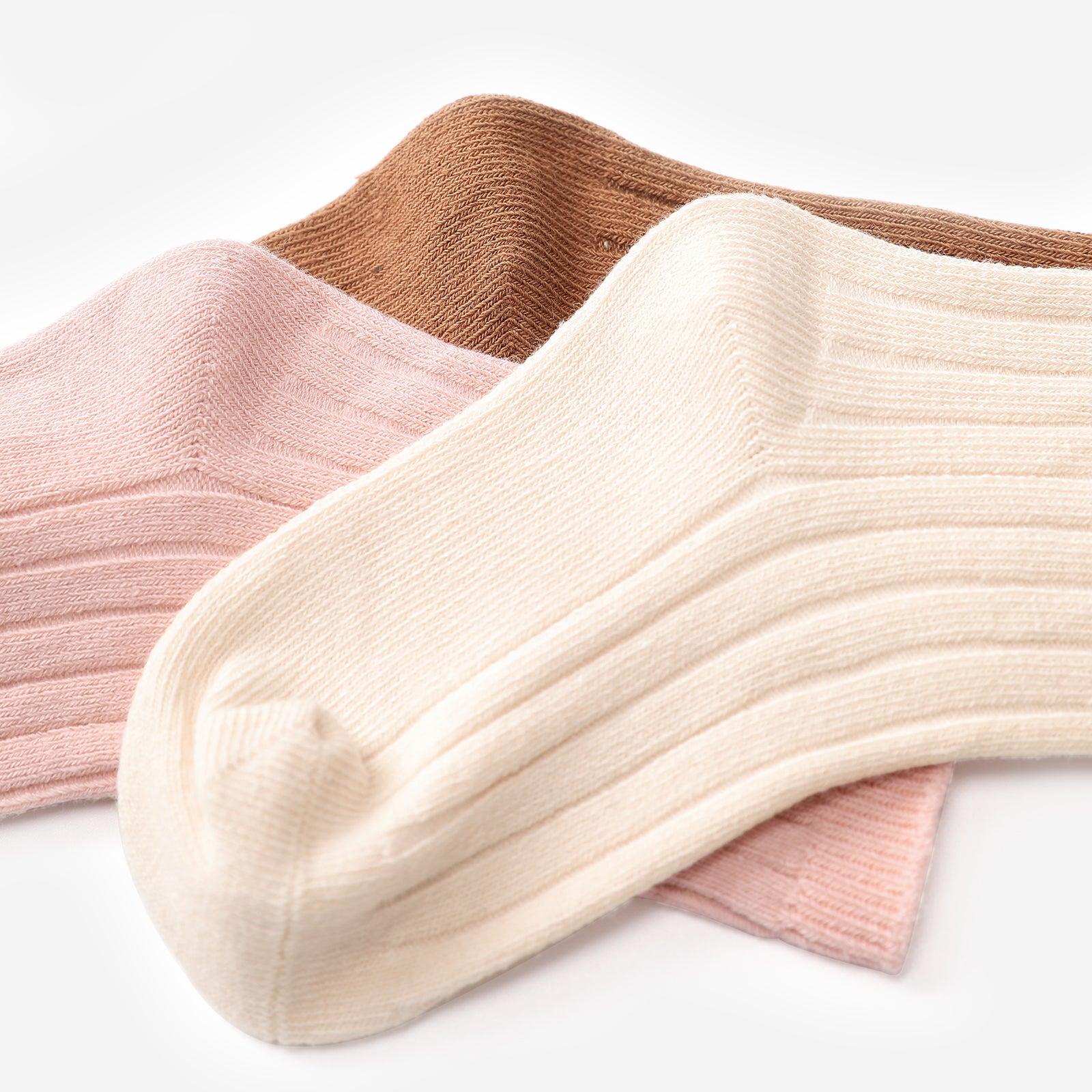 Woolly Socks Packaging for 3 pairs - Cream White+Sweet Apricot White+Cherry Pink