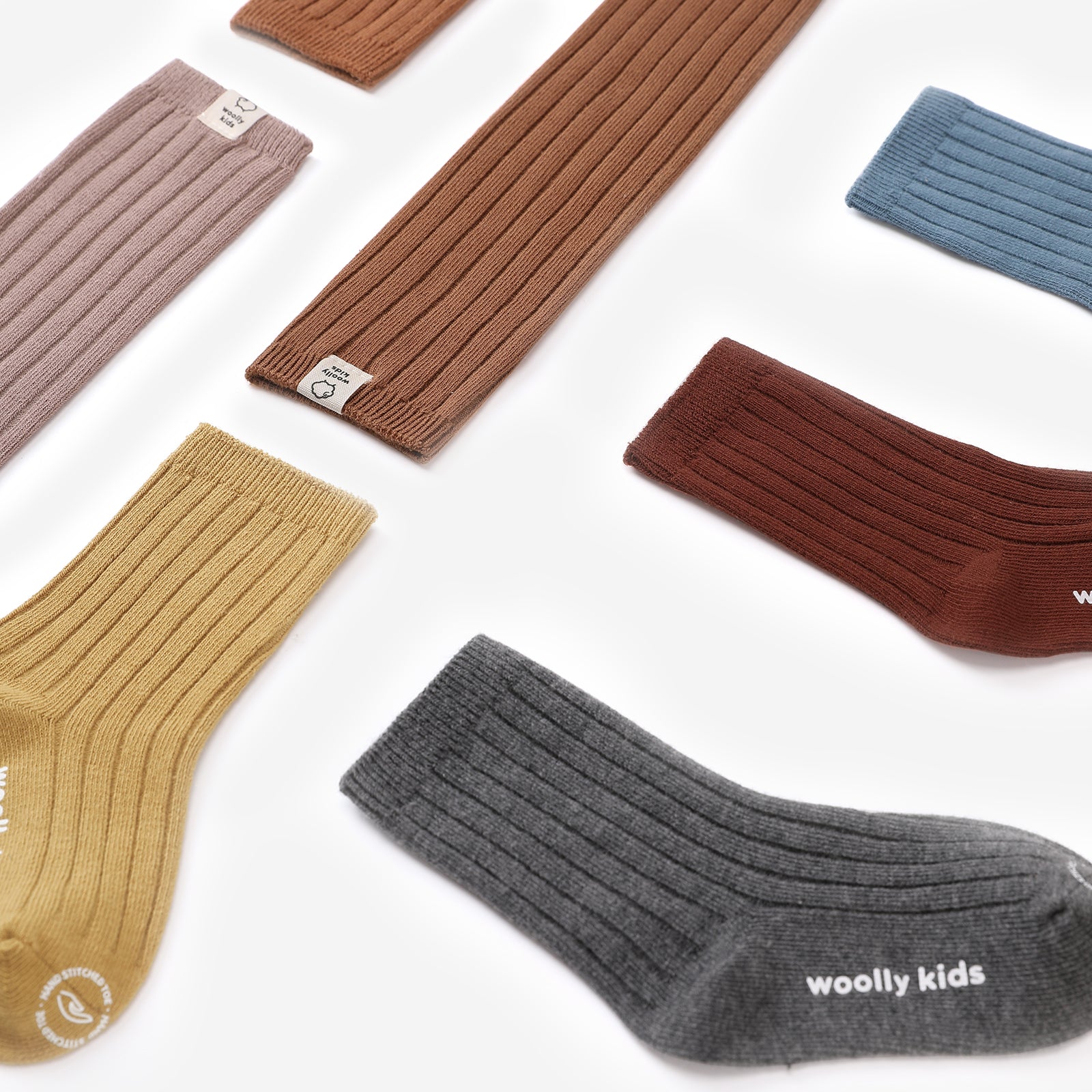 Woolly Stockings Packaging - Coconut Brown+Walnut Brown+Ocean Blue