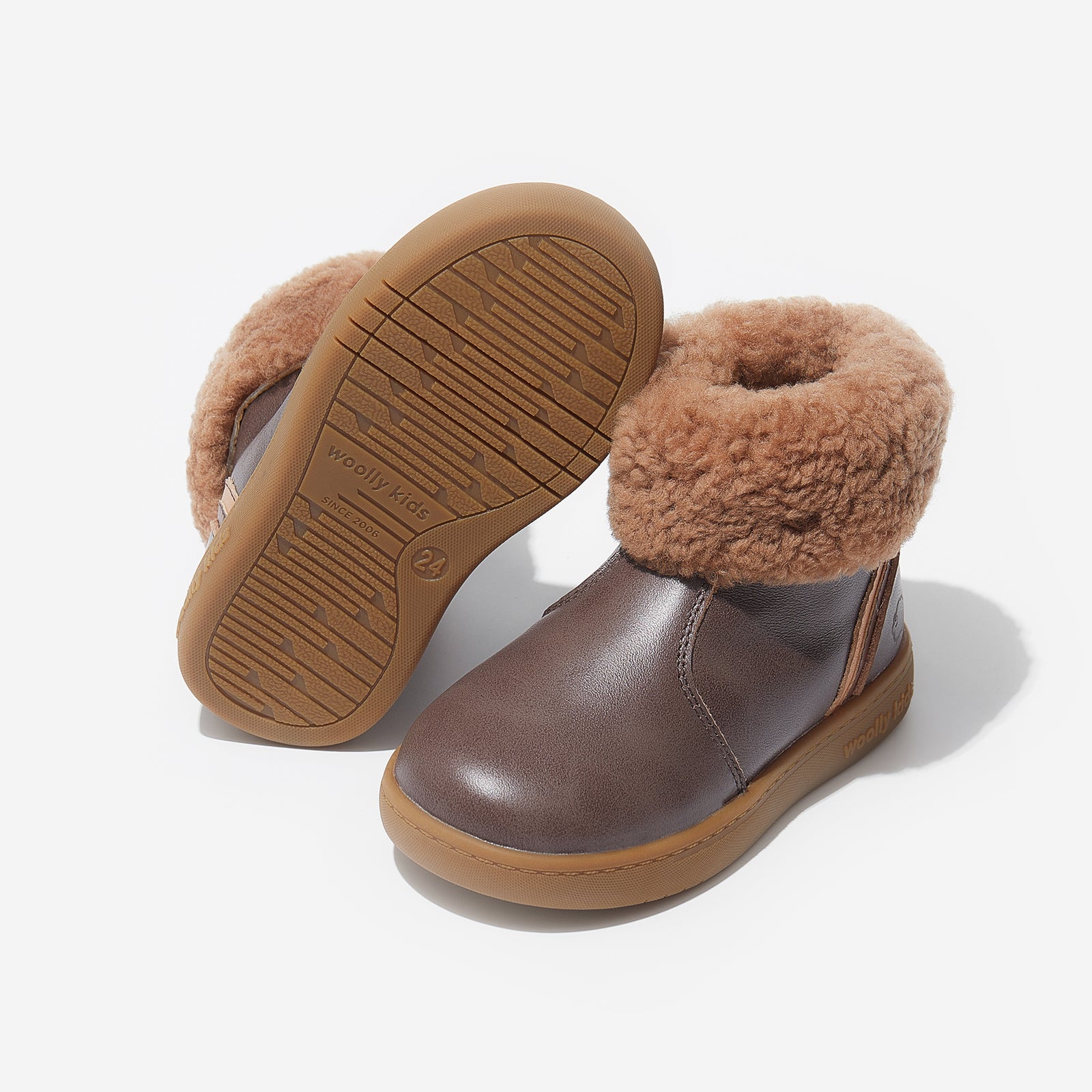 bianca coffee brown woolly kids leather kids shoes baby infants shoes Thermo boots baby shoes Childrens snow boots