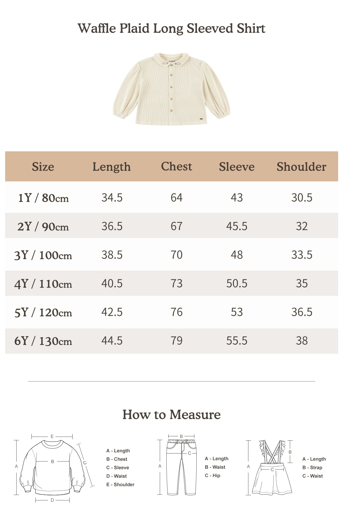 Waffle Plaid Long Sleeved Shirt - Beige