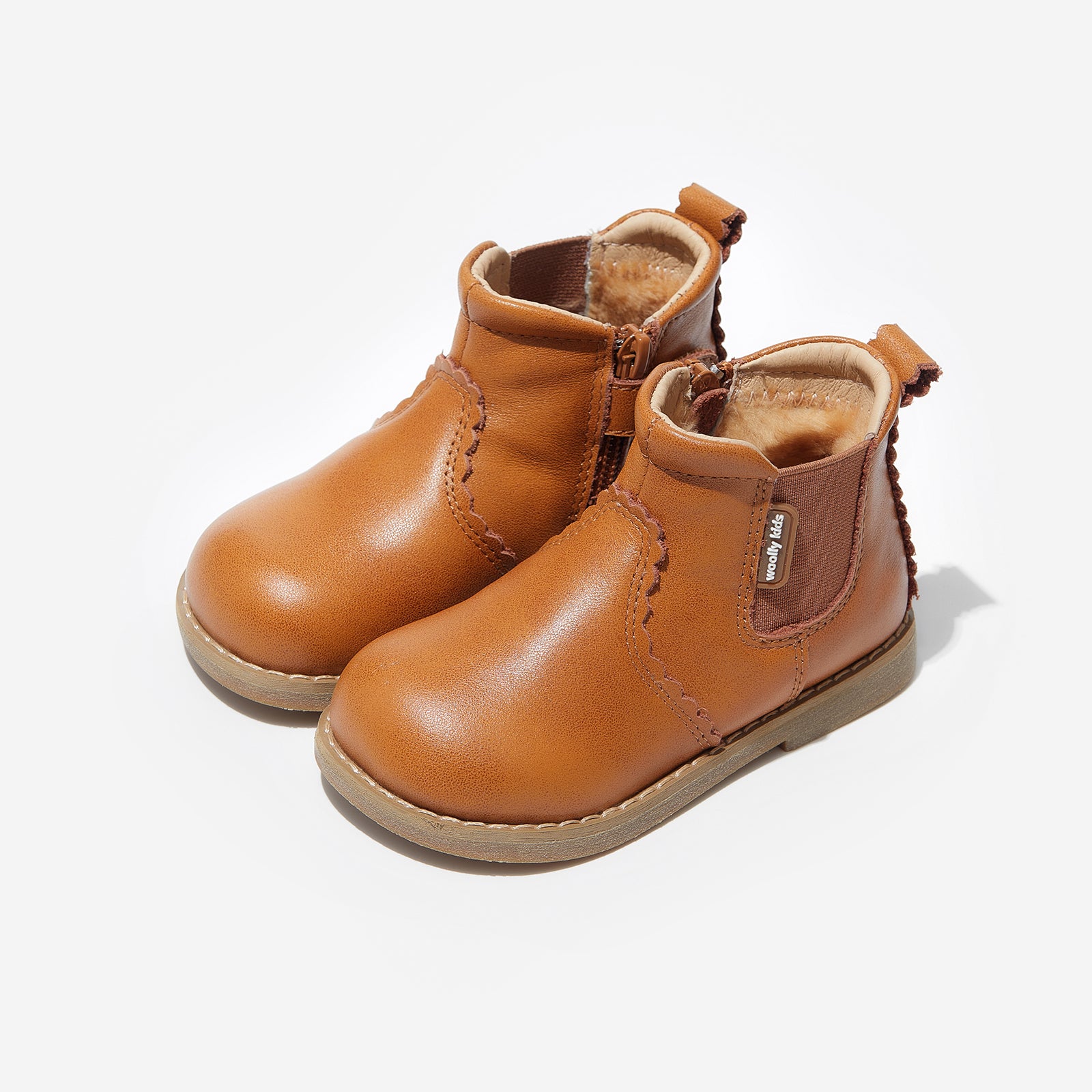 fur lillian coconut brown woolly kids leather kids shoes baby infants shoes Warm barefoot childrens shoes Girls boots