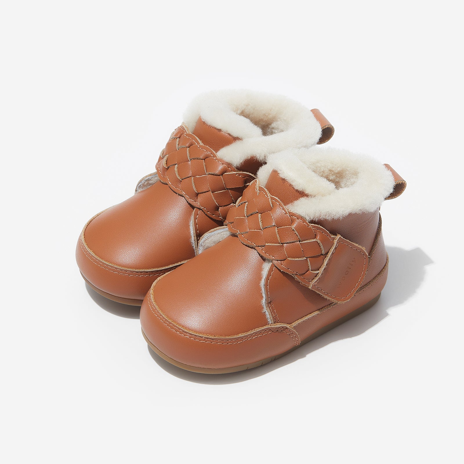 fur milo chestnut brown woolly kids leather kids shoes baby infants shoes Winter boots kids shoe Toddler boots