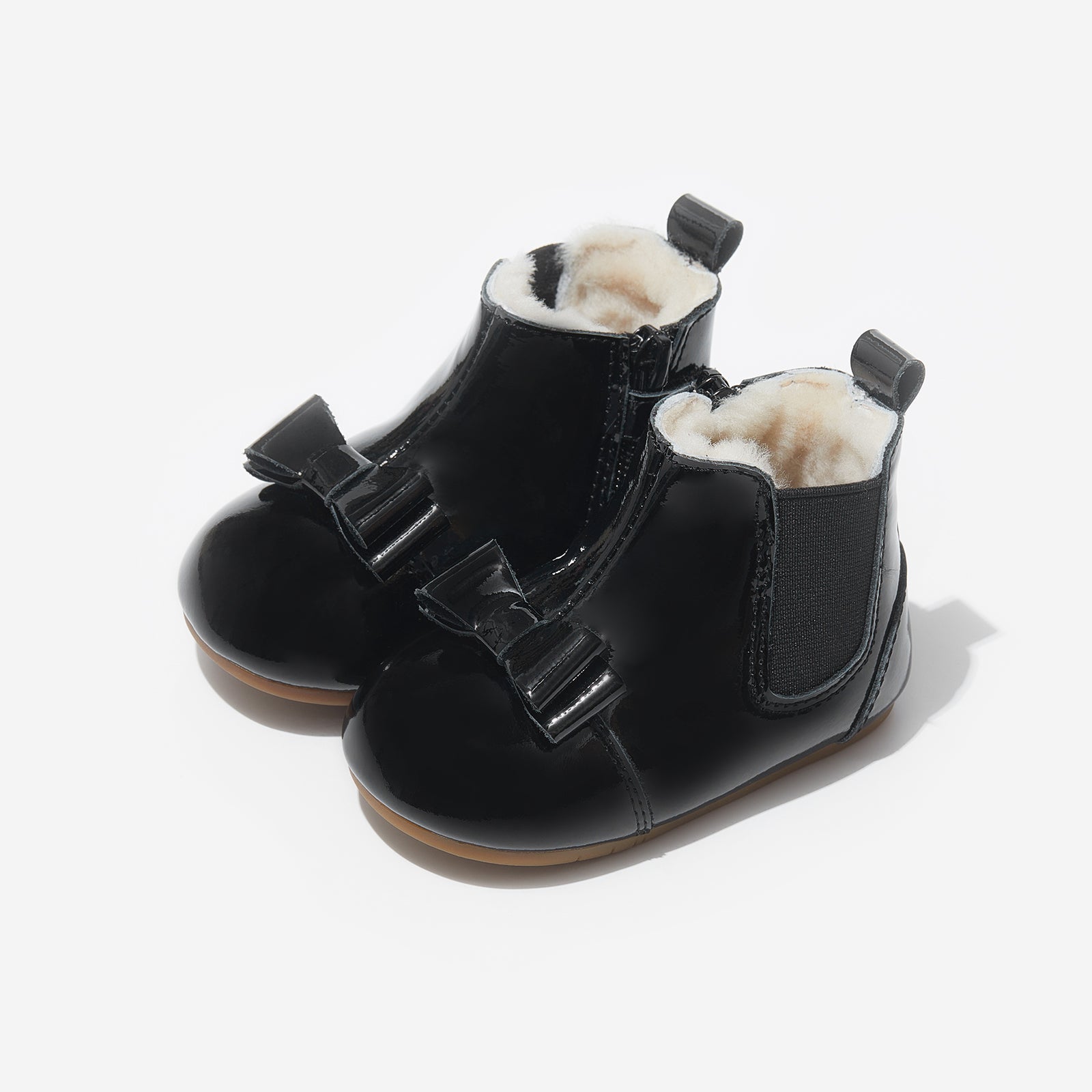 fur rila martin obsidian black woolly kids leather kids shoes baby infants shoes Boys winter boots slip on shoes Boys snow boots