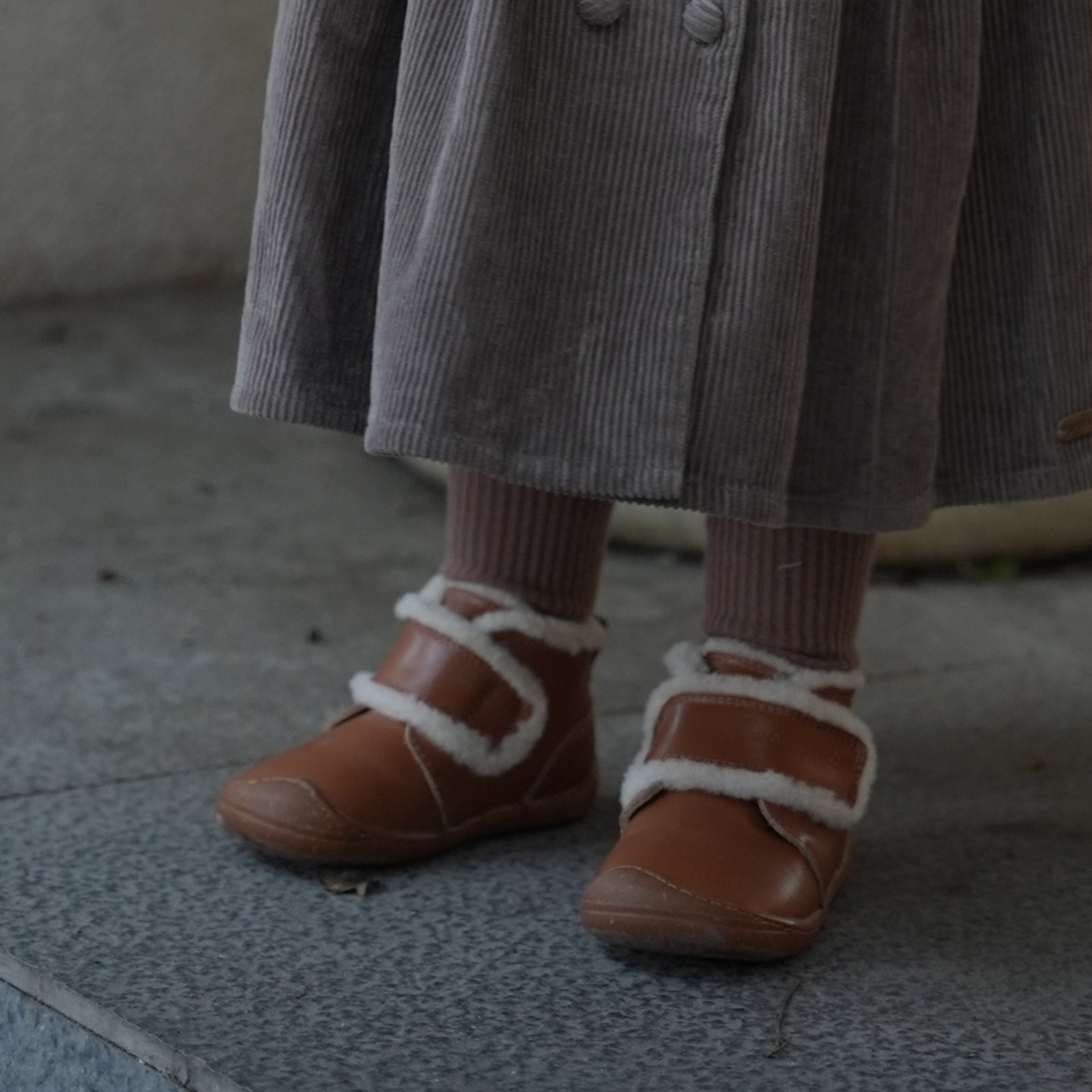 fur tartar chestnut brown woolly kids leather kids shoes baby infants shoes Thermo boots baby shoes Childrens snow boots