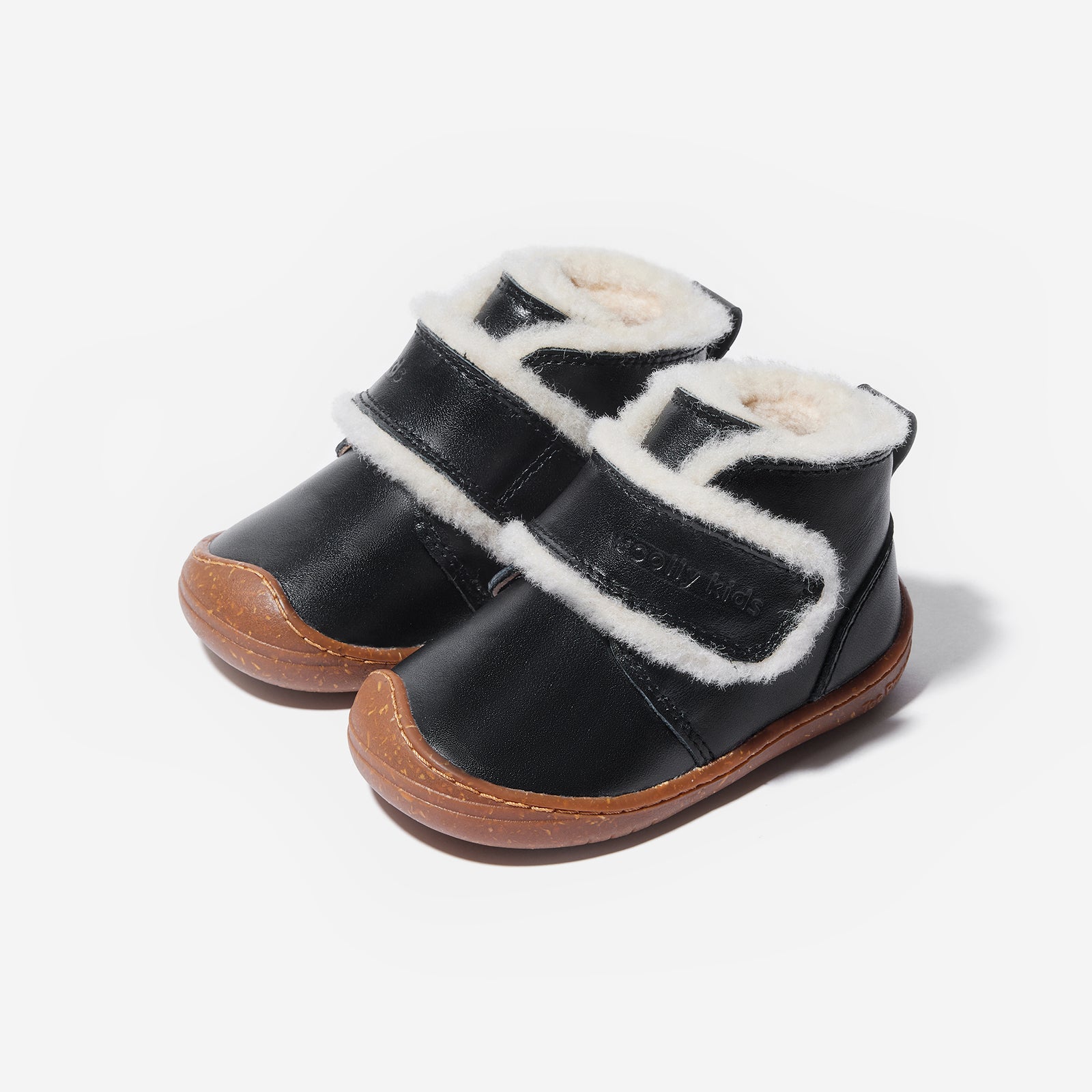 fur tartar obsidian black woolly kids leather kids shoes baby infants shoes childrens shoes childrens boots kids boots