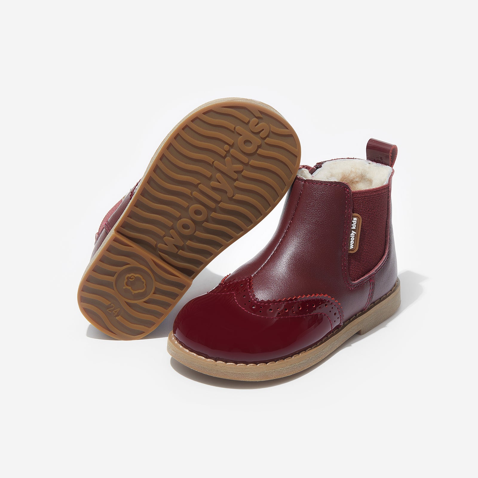 ilsa retro claret red woolly kids leather kids shoes baby infants shoes Infant winter boots boys shoes Childrens boots