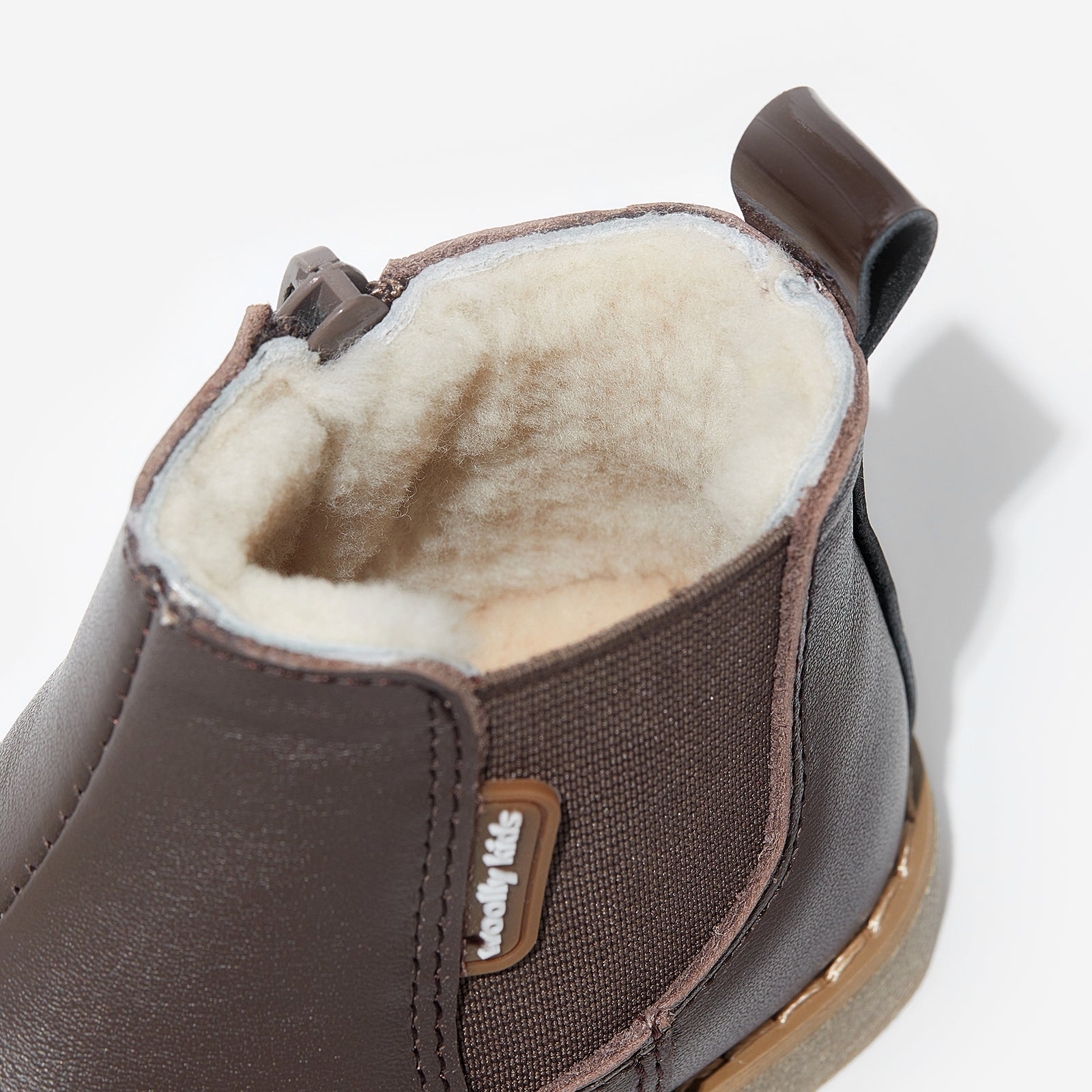 ilsa acorn brown woolly kids leather kids shoes baby infants shoes Warm barefoot childrens shoes Girls boots