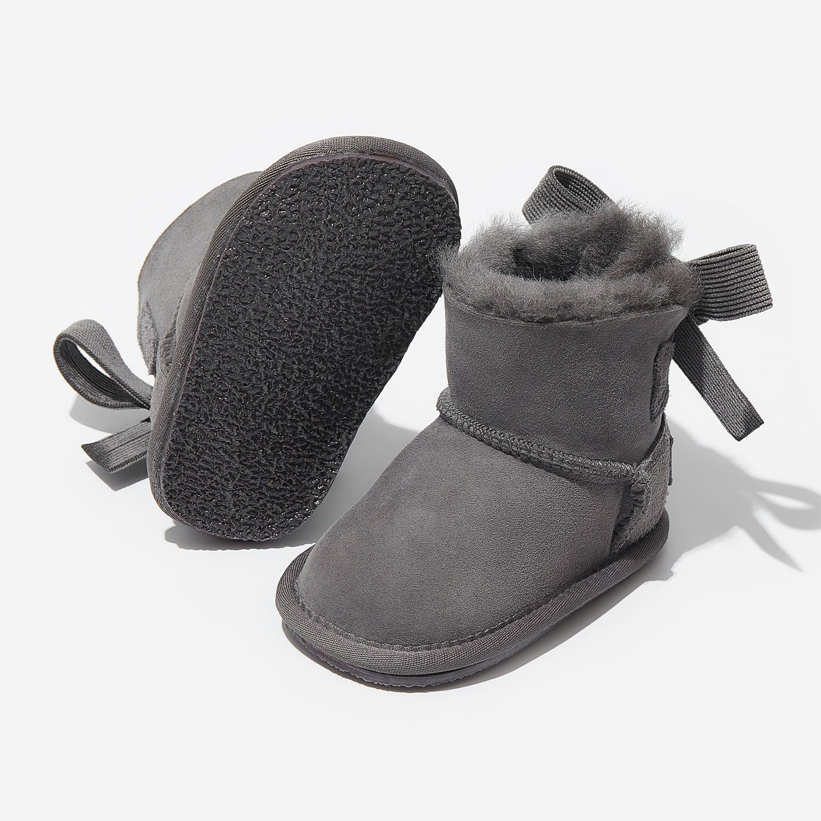 mini freeze grey woolly kids leather kids shoes baby infants shoes Wool lining infants shoe Autumn