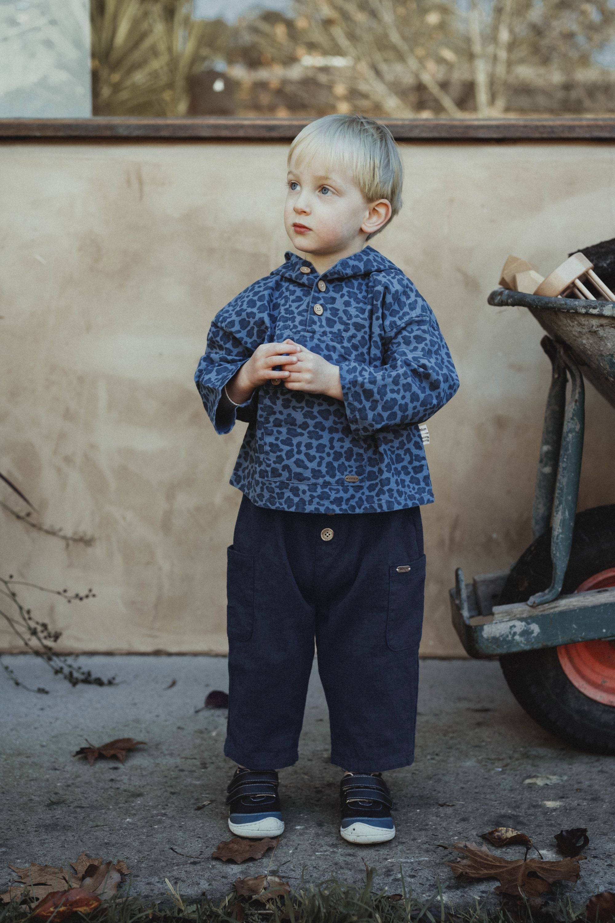 wirrawirra cute infant clothes leopard print hoodie jacket navy blue 24 Autumn Autumn Boys Gilets Girls Jackets New Arrivals Spring