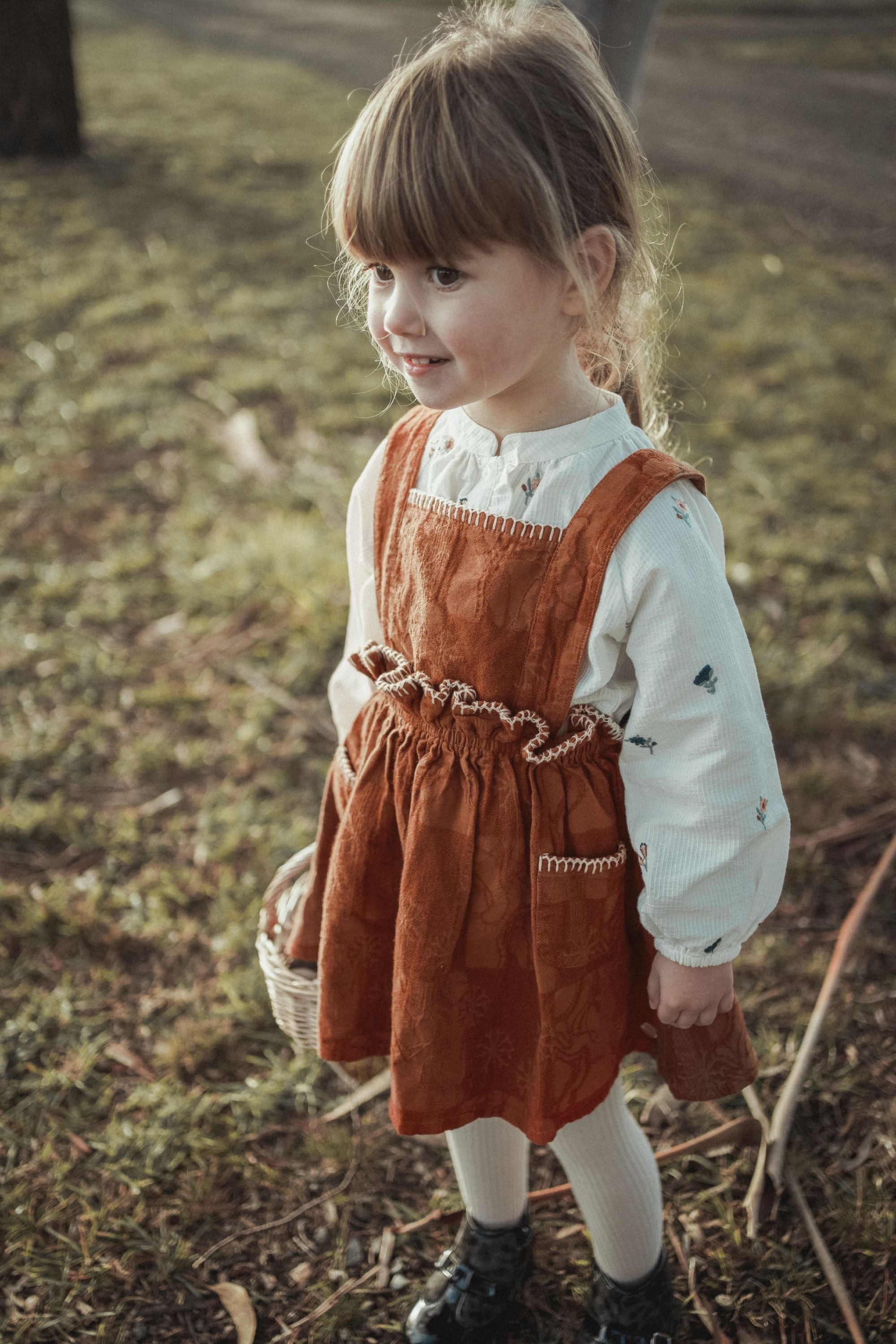 wirrawirra organic baby clothes country style suspender dress caramel 24 Autumn Autumn Dresses Girls New Arrivals Skirts Spring