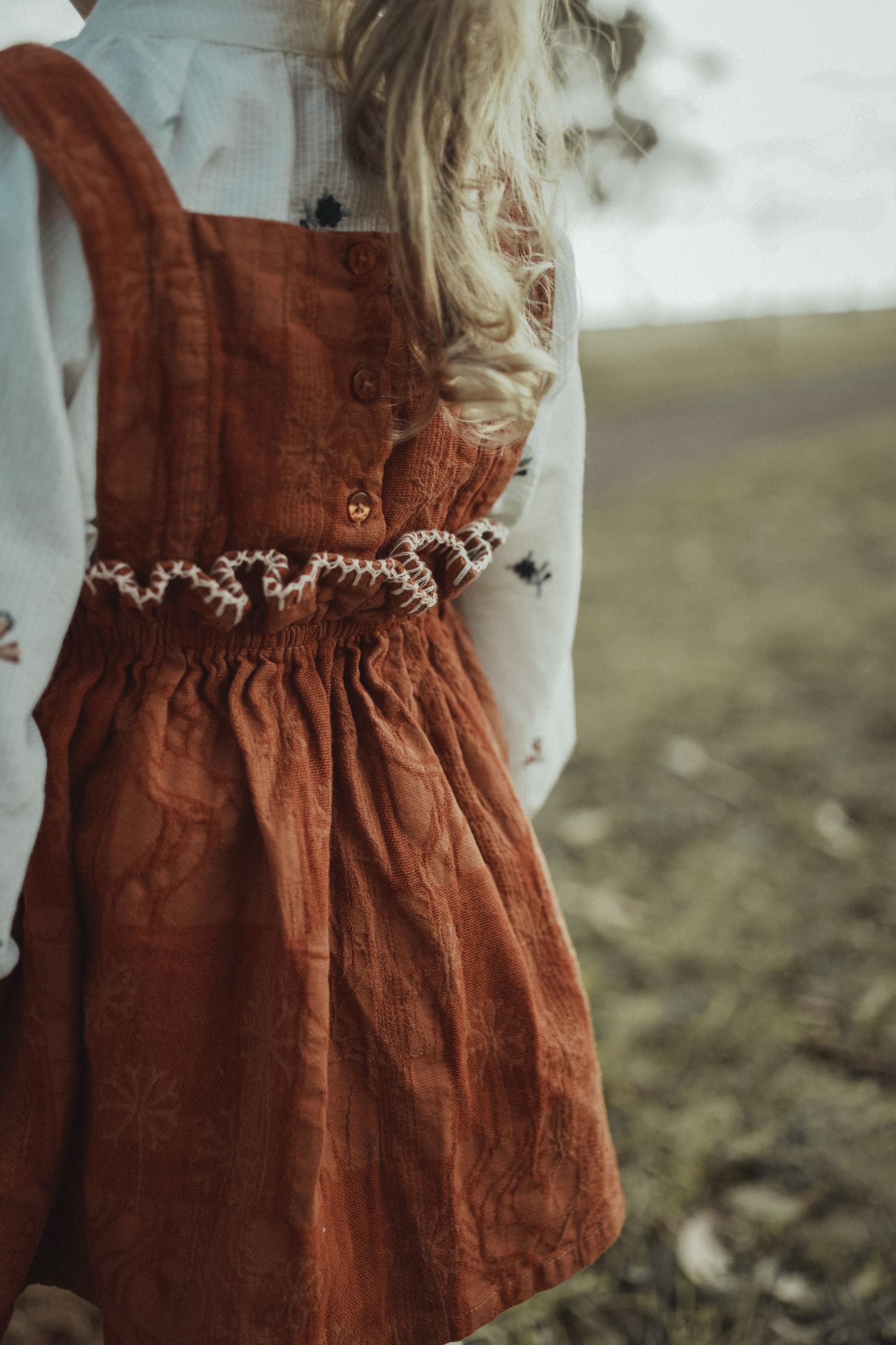 wirrawirra premature baby clothes country style suspender dress caramel 24 Autumn Autumn Dresses Girls New Arrivals Skirts Spring