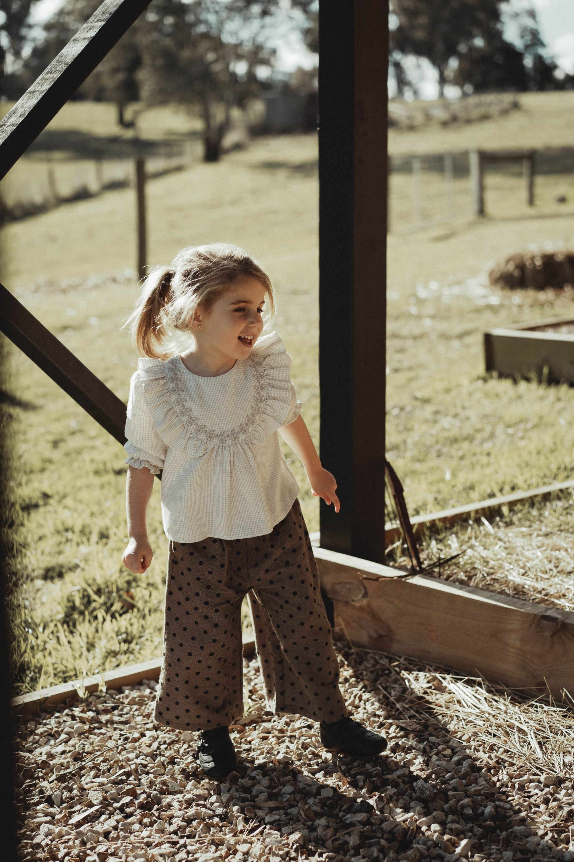 wirrawirra infants store polka dot wide leg pant brown polka dot 24 Autumn Autumn Boys Girls Leggings New Arrivals Spring Trousers