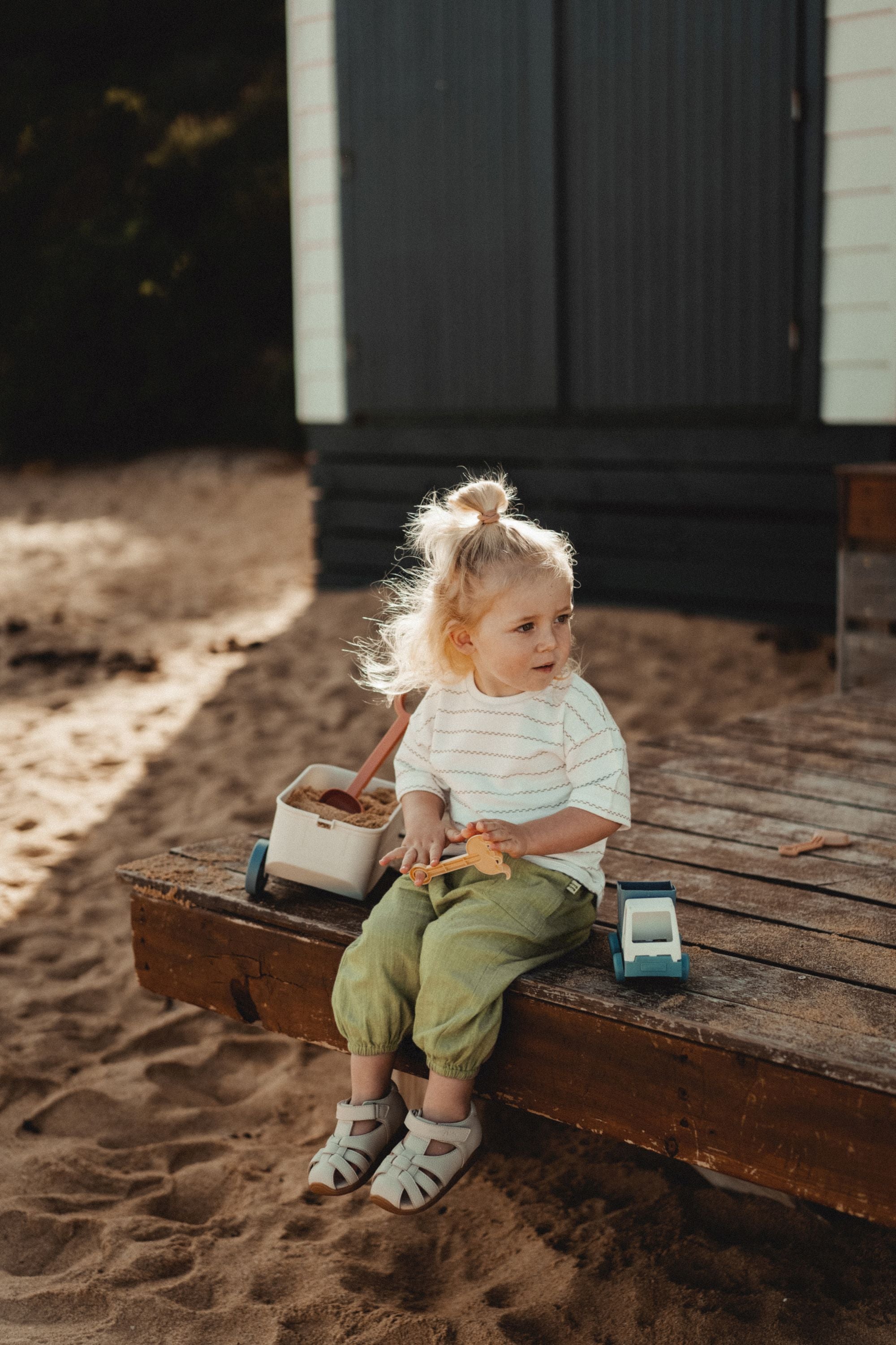 wirrawirra childrens store striped shoulder drop short sleeves moss stripes 24 Summer Boys Essentials Girls New Arrivals T Shirts