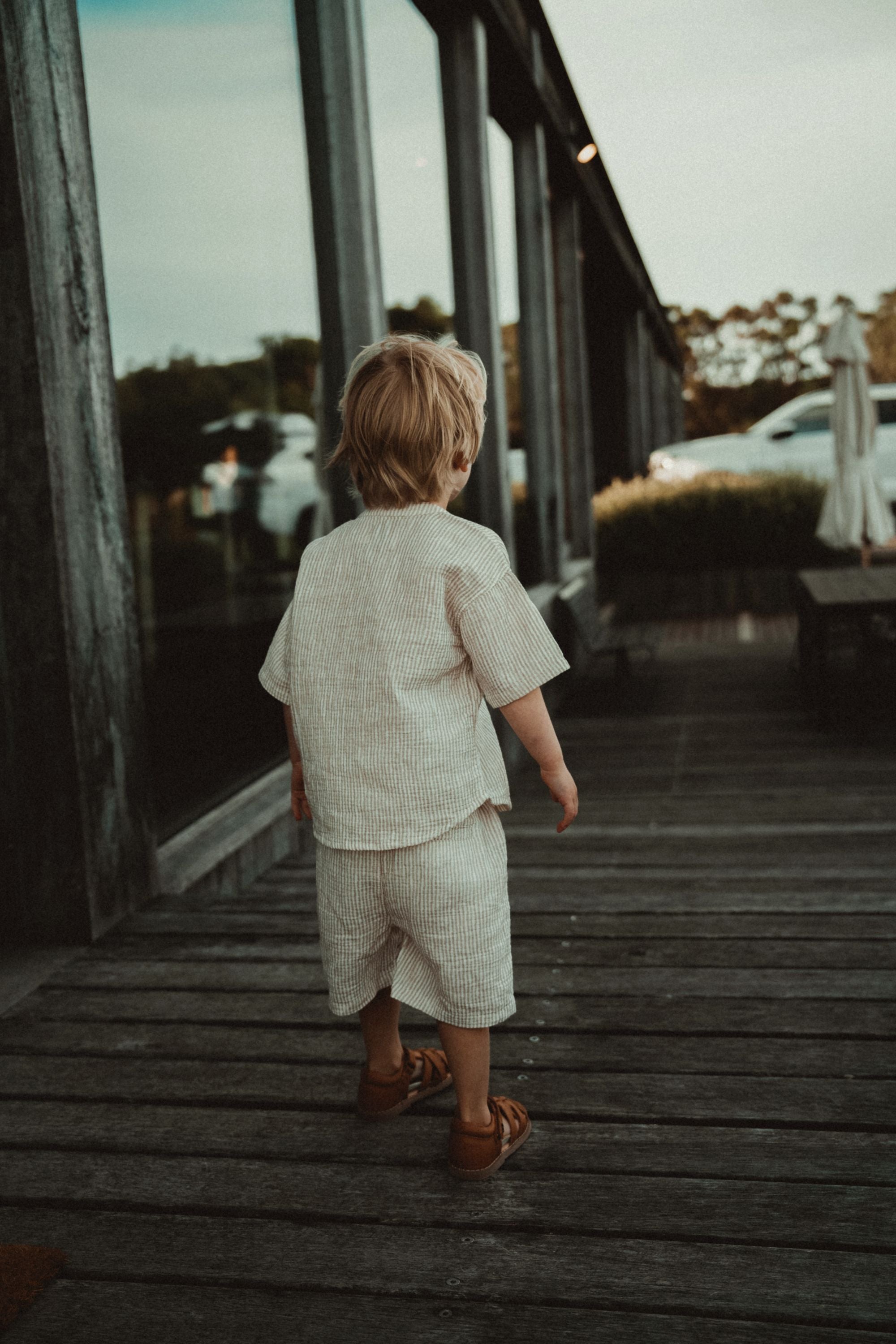 wirrawirra organic infant clothes striped short sleeved shirt oatmeal 24 Summer Blouses Boys New Arrivals Shirts