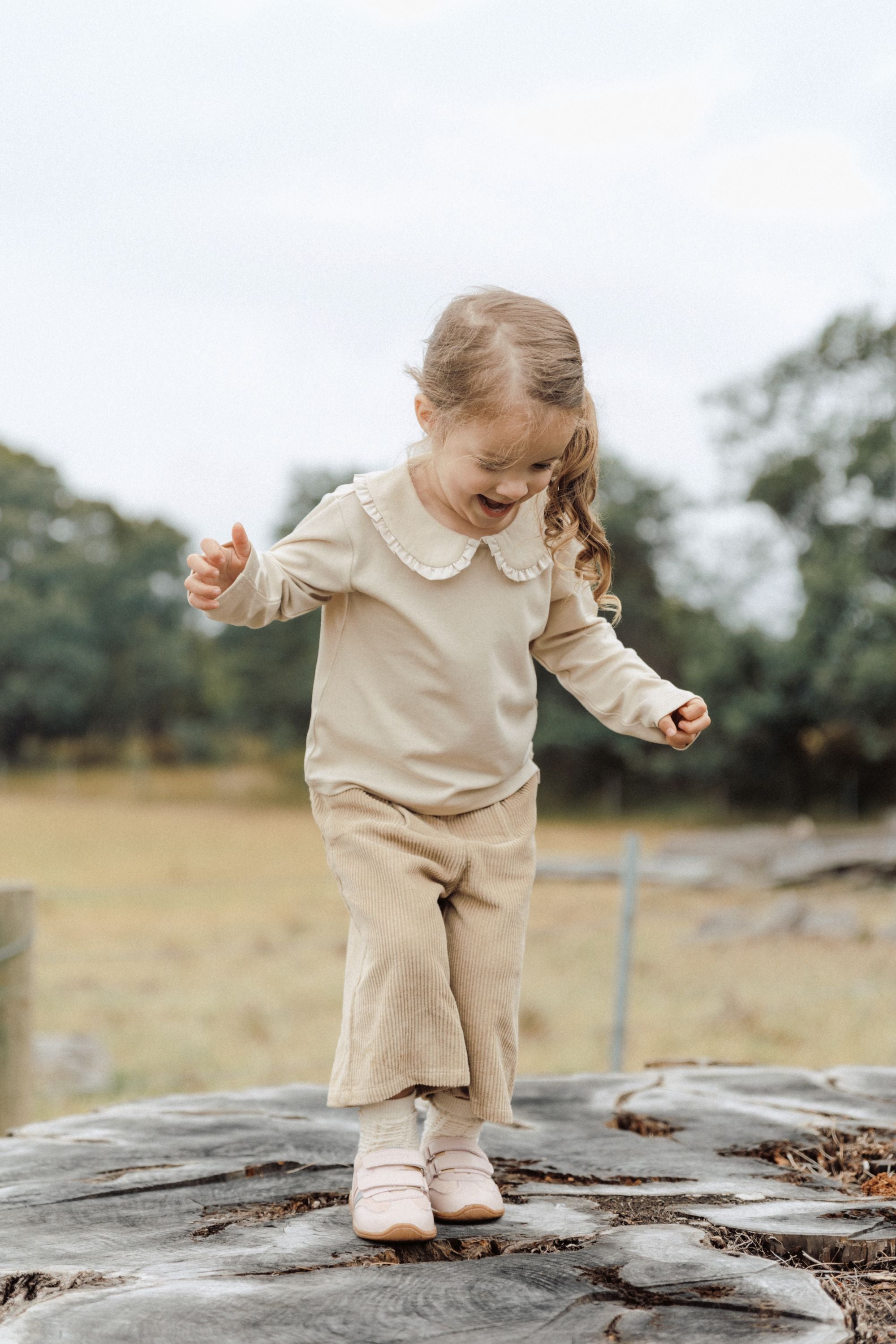 Lace Collar T-shirt - Milk Tea