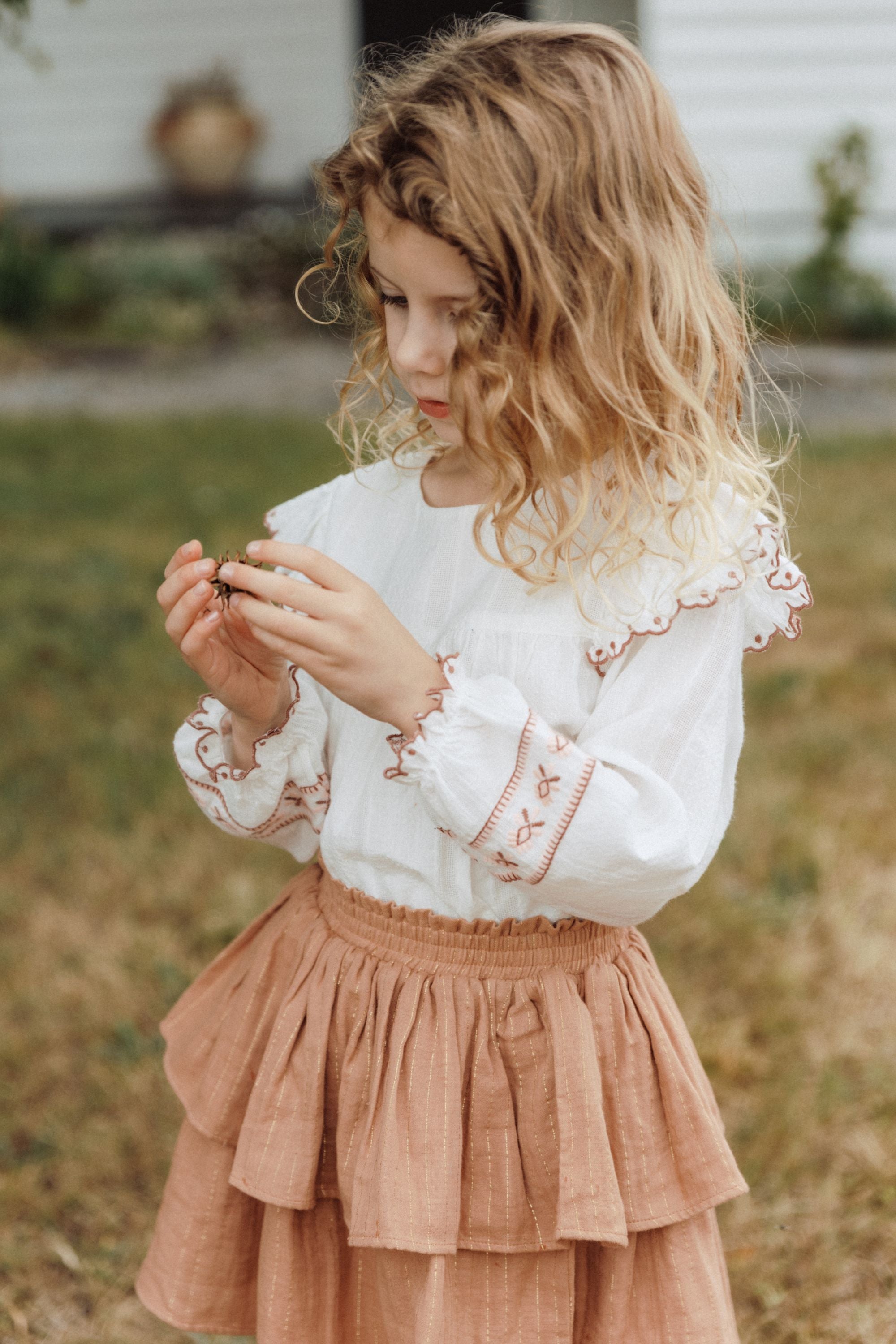 Serene Garden - Embroidered Blouse - Cherry Cream