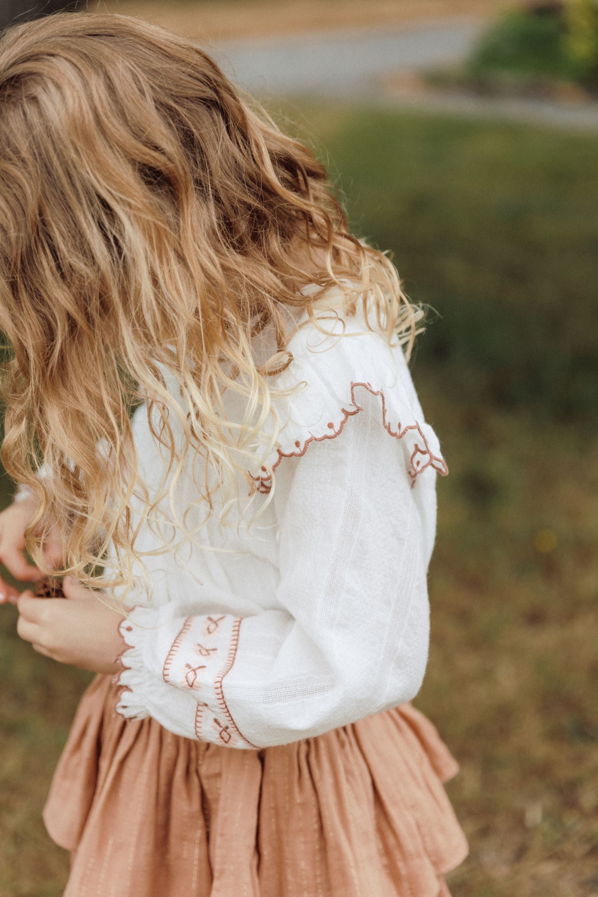 Serene Garden - Embroidered Blouse - Cherry Cream