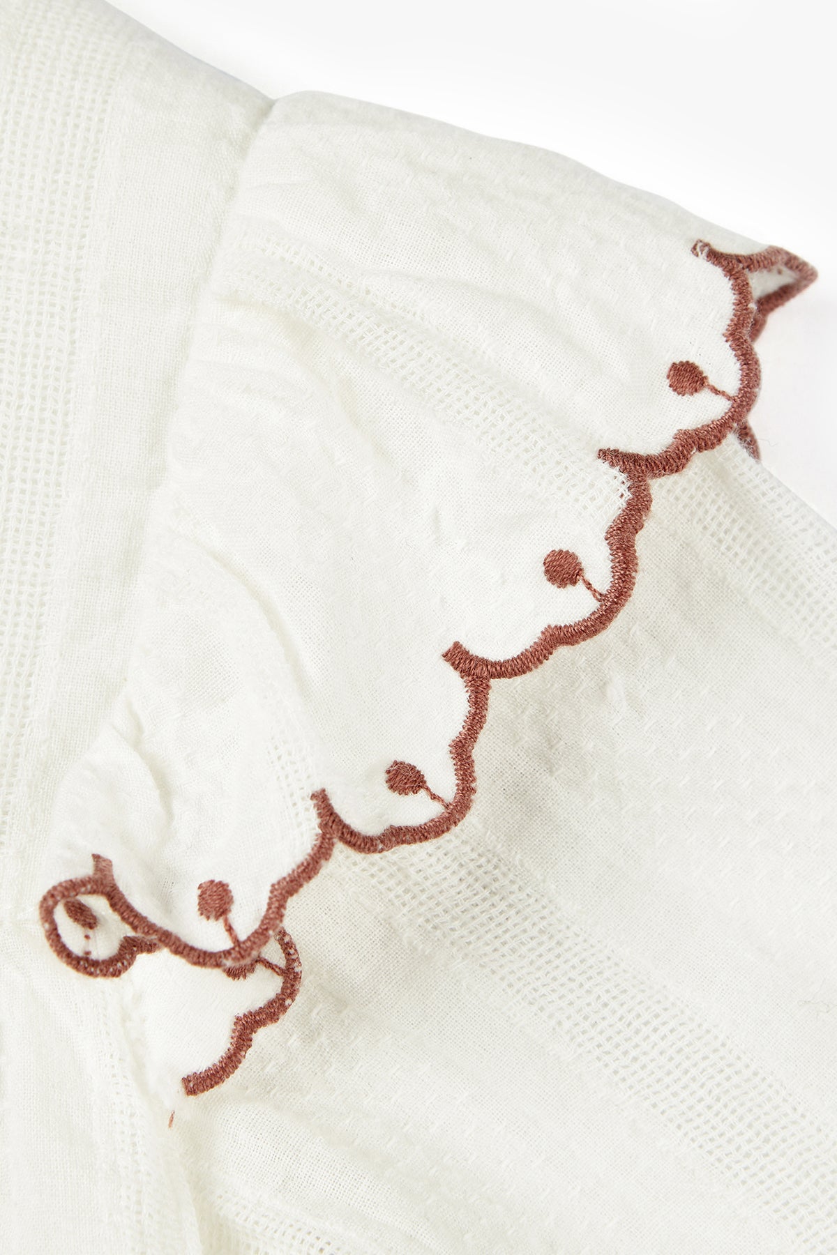 Serene Garden - Embroidered Blouse - Cherry Cream