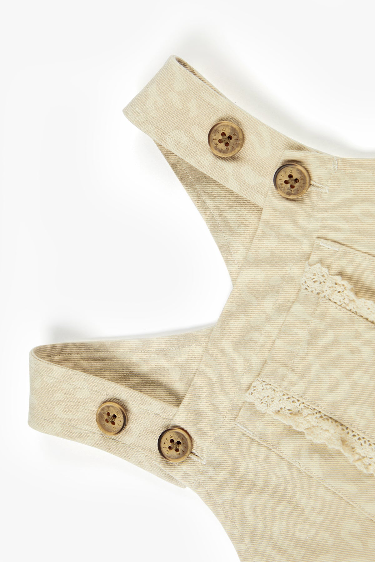 Leopard Print Suspender Skirt - Beige