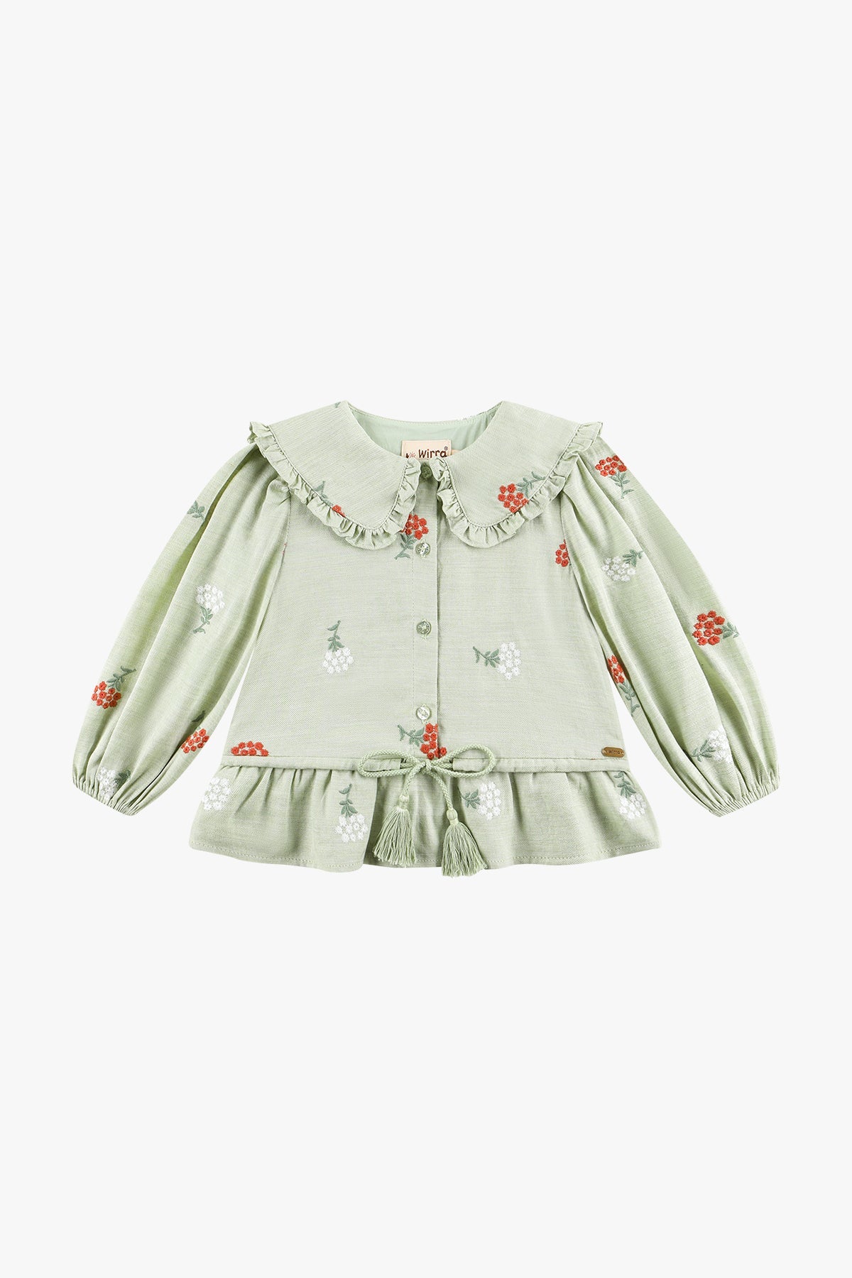 wirrawirra gender neutral newborn outfit long sleeve embroidered blouse pale green 24 Spring Blouses Girls New Arrivals Shirts