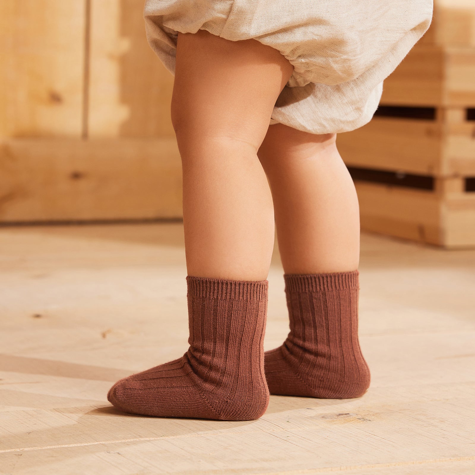 Woolly Socks Packaging for 3 pairs - Cocoa Brown+Gravel Red+Sunflower Yellow