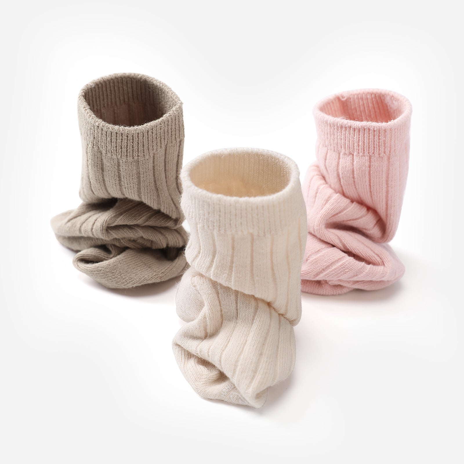 Woolly Socks Packaging for 3 pairs - Cream White+Sweet Apricot White+Cherry Pink
