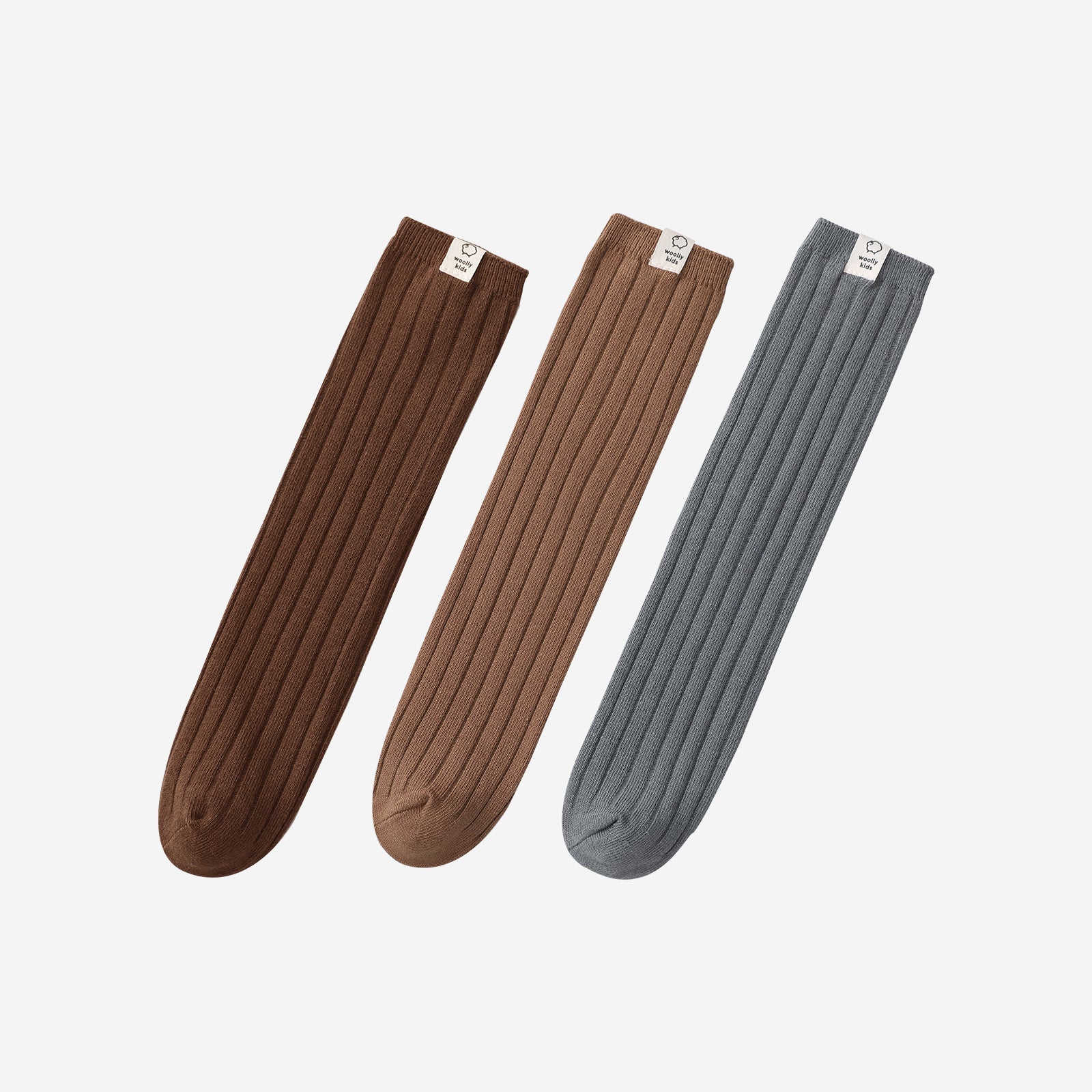 Woolly Stockings Packaging - Coconut Brown+Walnut Brown+Ocean Blue