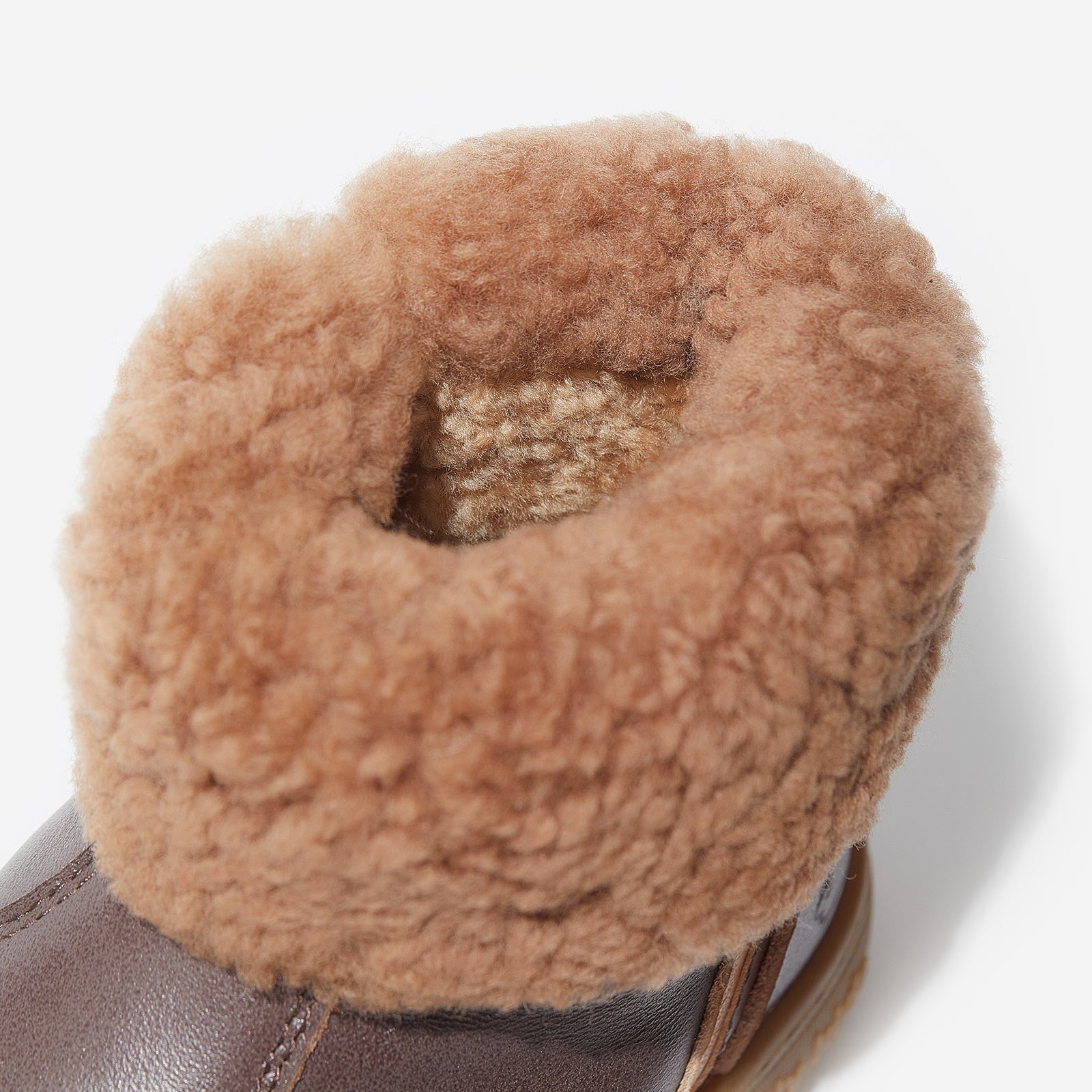 bianca coffee brown woolly kids leather kids shoes baby infants shoes Wool lining infants shoe Autumn