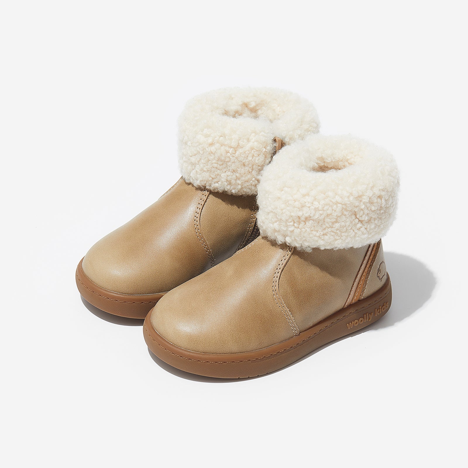 bianca brownish grey woolly kids leather kids shoes baby infants shoes Wool lining infants shoe Autumn