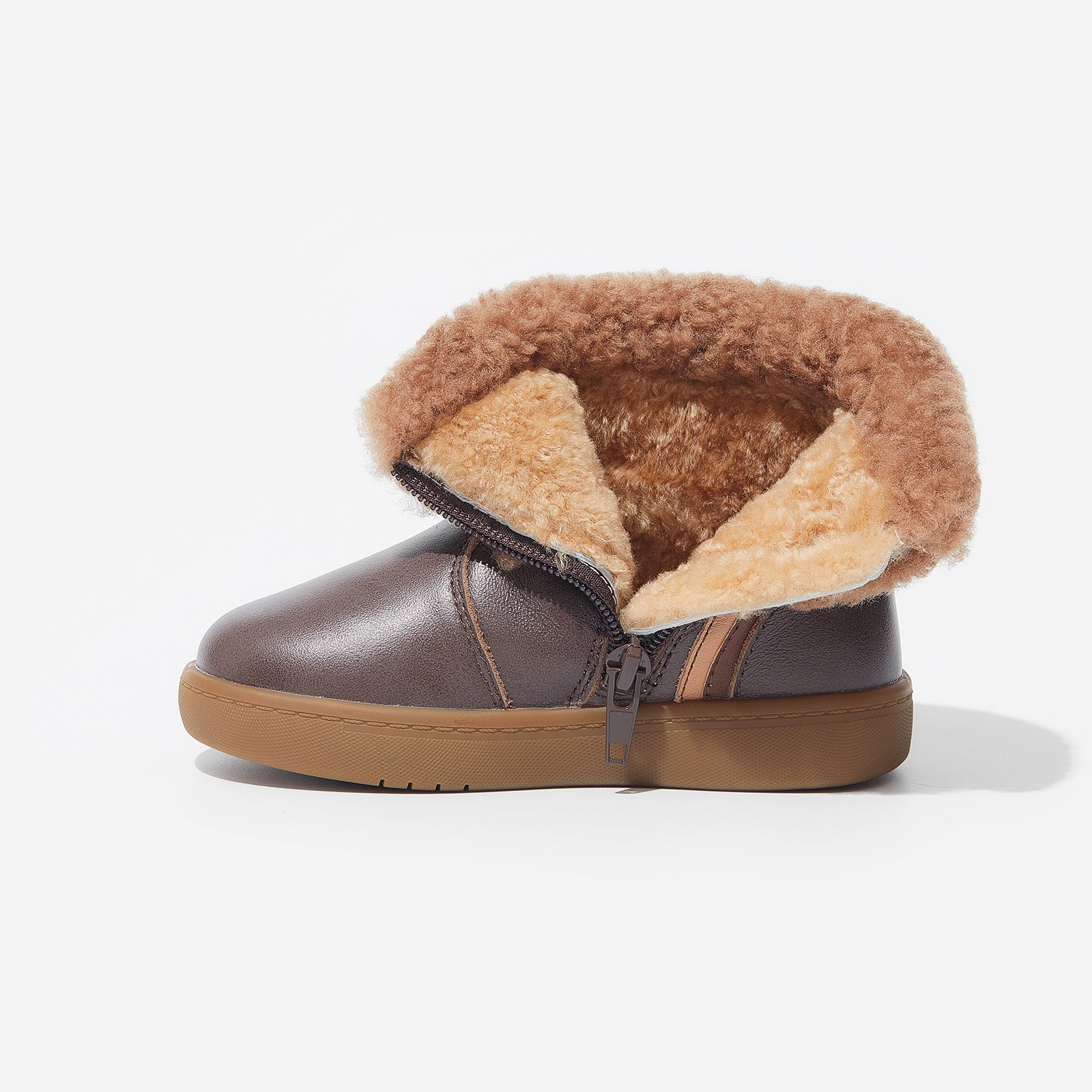 bianca coffee brown woolly kids leather kids shoes baby infants shoes Winter boots childrens barefoot shoes Kids snow boots