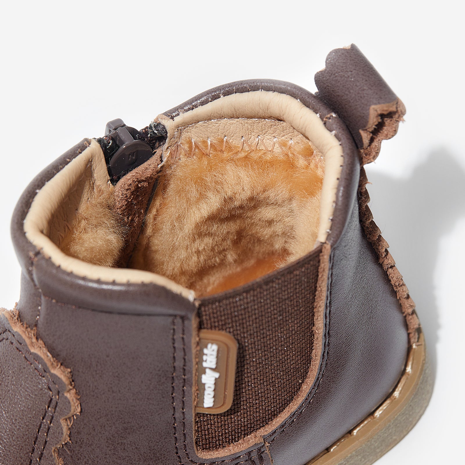 fur lillian coffee brown woolly kids leather kids shoes baby infants shoes Boys winter boots slip on shoes Boys snow boots