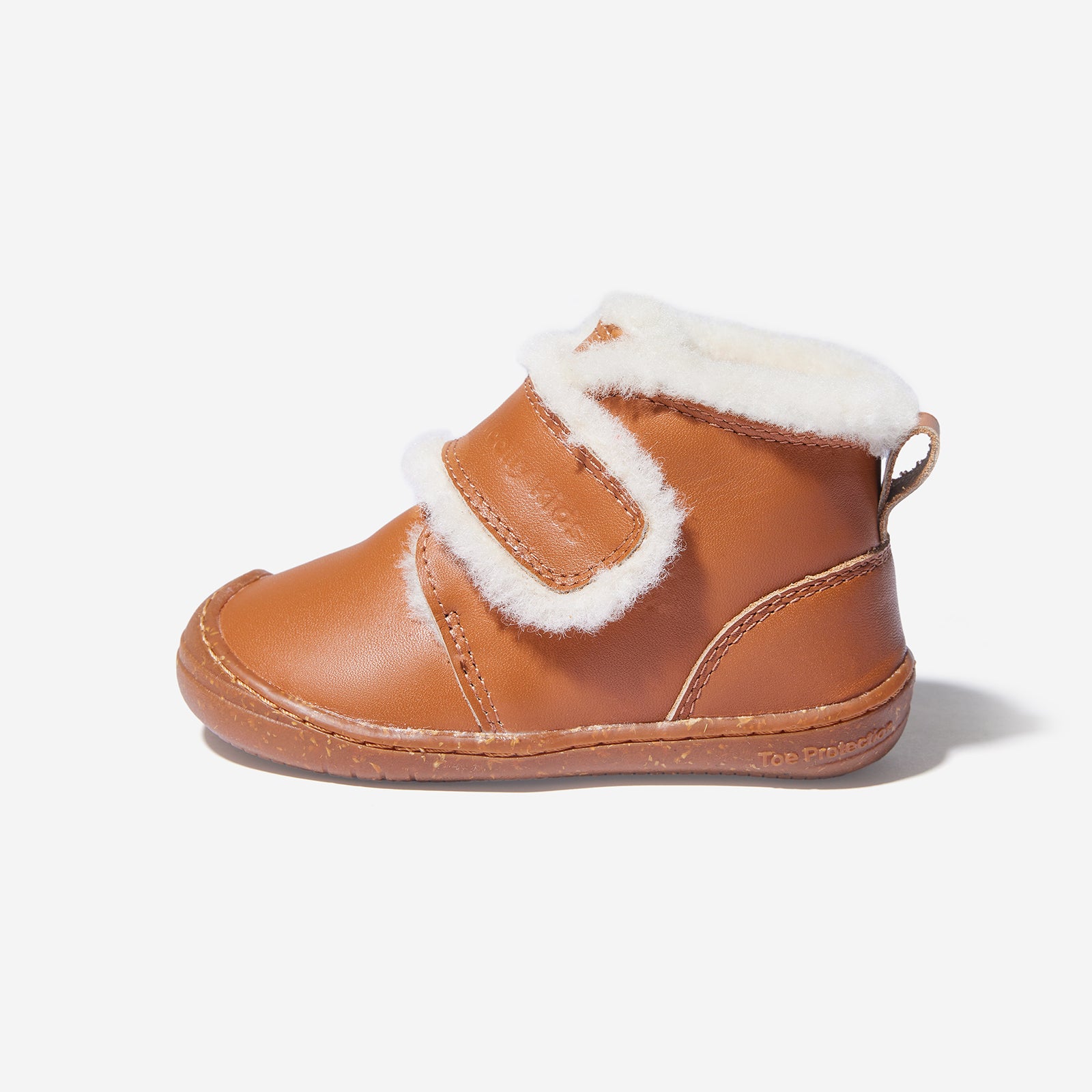 fur tartar chestnut brown woolly kids leather kids shoes baby infants shoes Wool lining infants shoe Autumn
