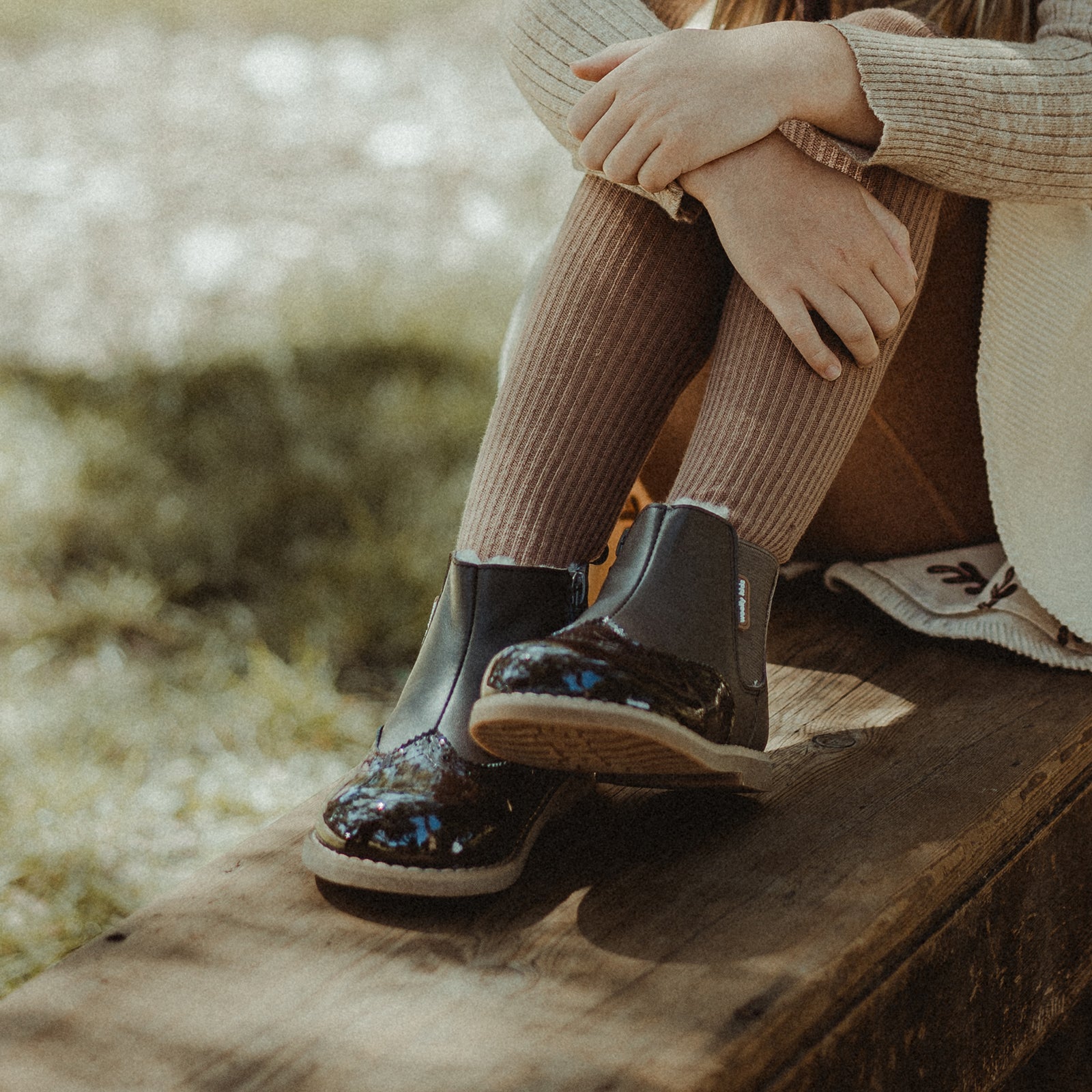 ilsa acorn brown woolly kids leather kids shoes baby infants shoes Wool lining infants shoe Autumn