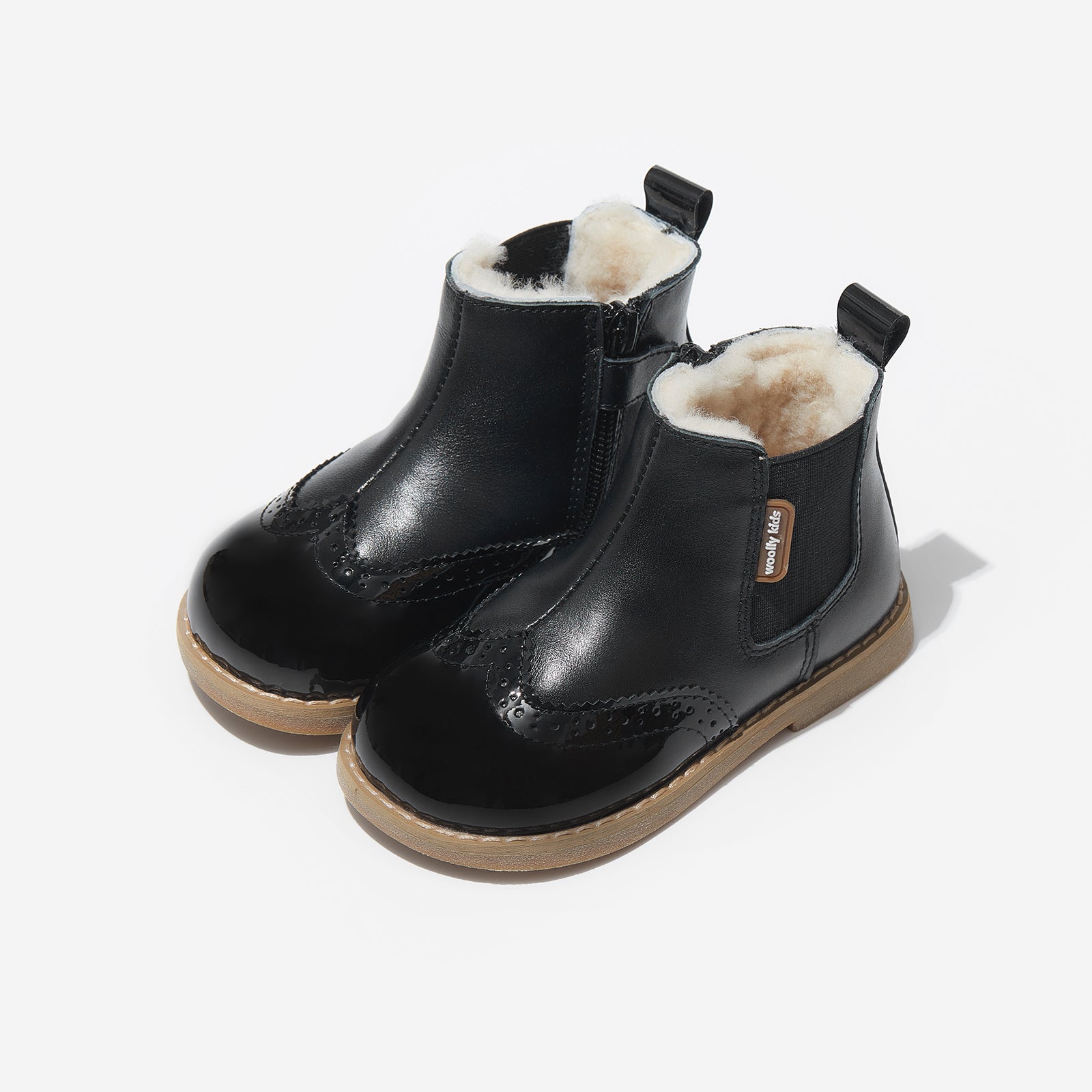 ilsa obsidian black woolly kids leather kids shoes baby infants shoes Warm barefoot childrens shoes Girls boots