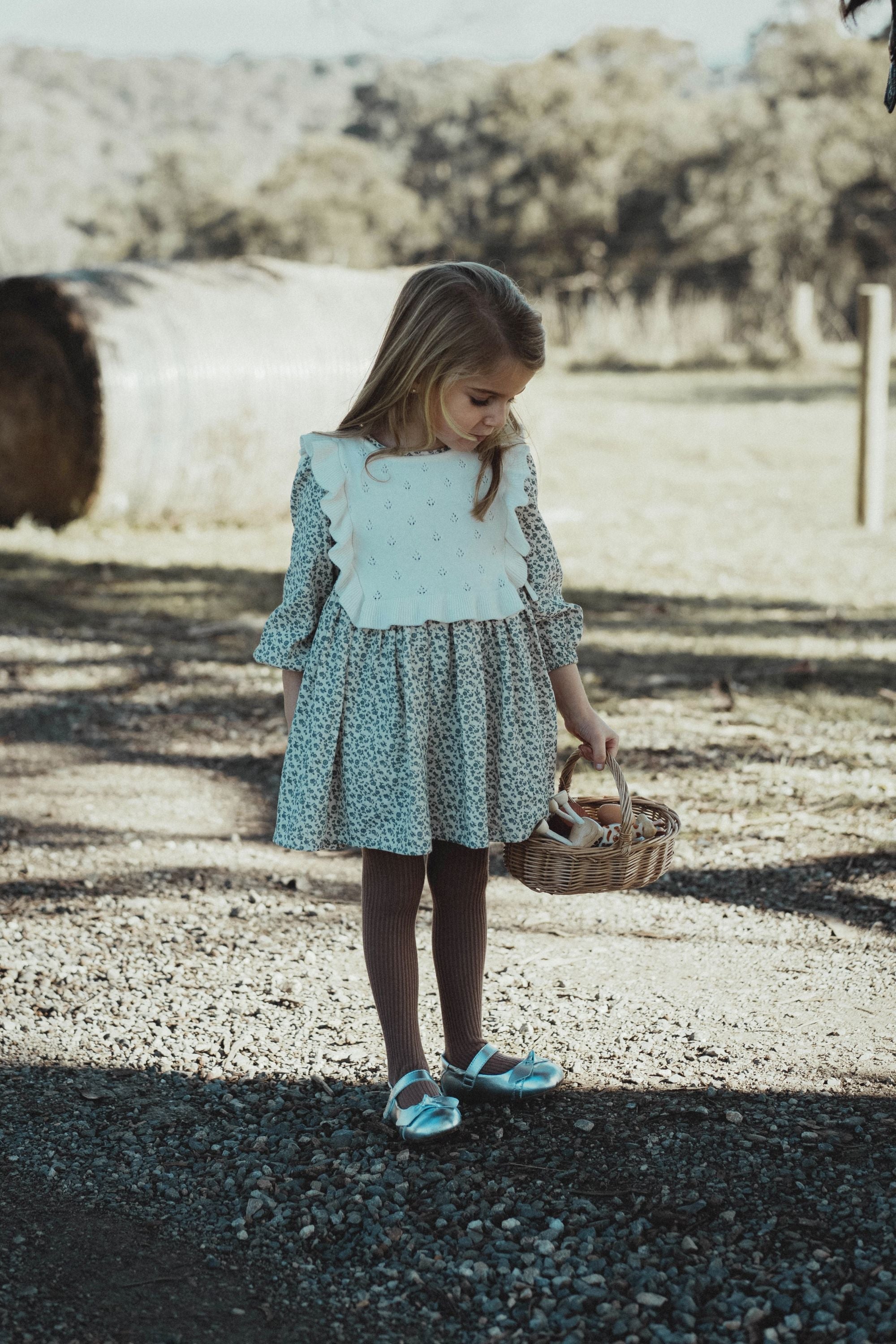 wirrawirra baby clothes two piece floral dress set blue star flower 24 Autumn Autumn Dresses Girls New Arrivals Skirts Spring