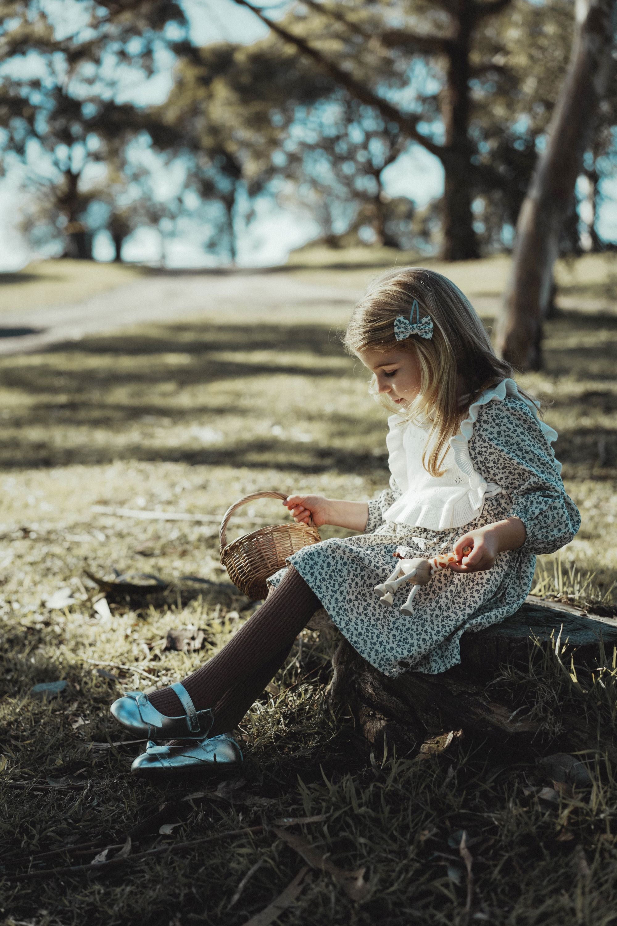 wirrawirra organic baby clothes two piece floral dress set blue star flower 24 Autumn Autumn Dresses Girls New Arrivals Skirts Spring