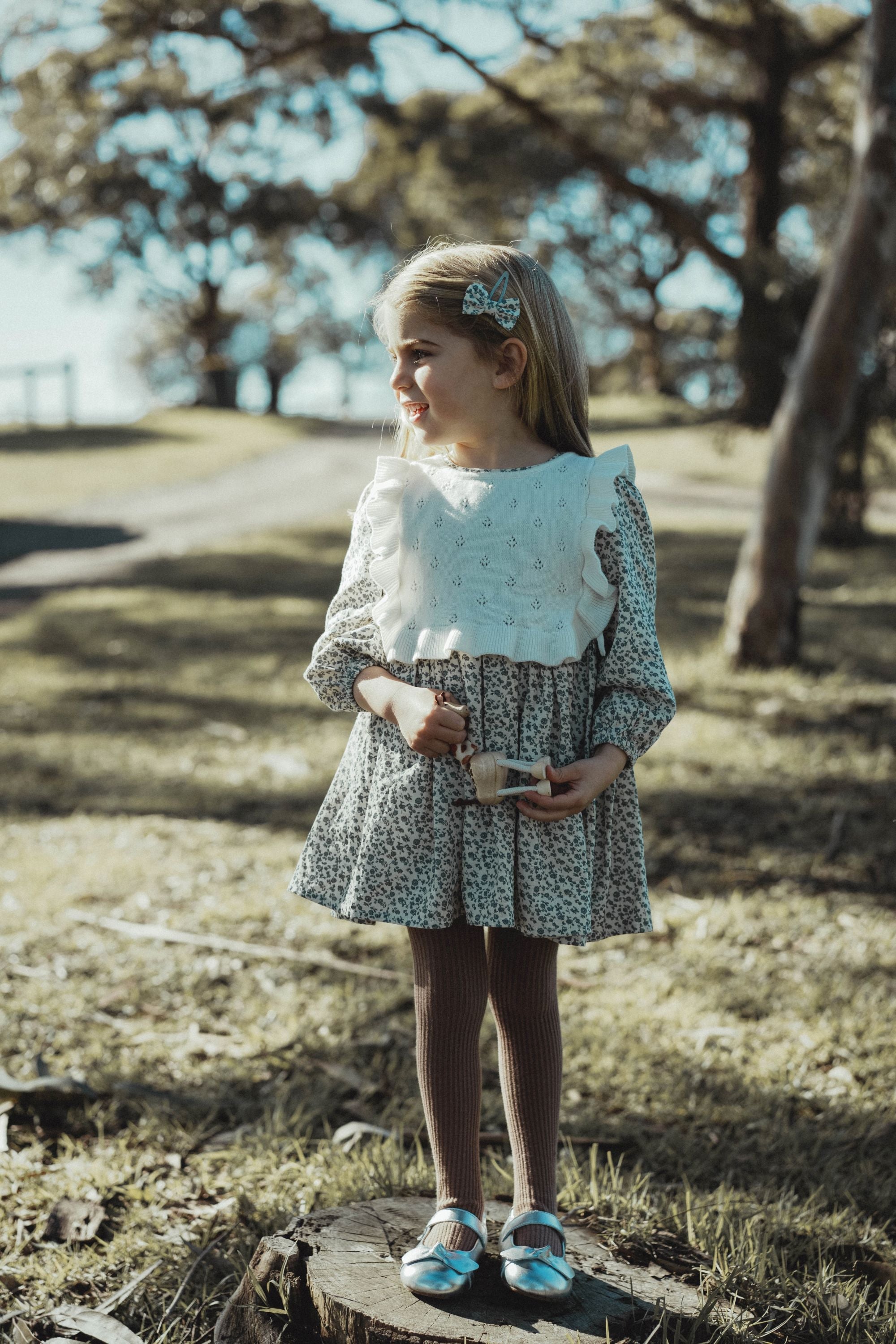 wirrawirra newborn clothes two piece floral dress set blue star flower 24 Autumn Autumn Dresses Girls New Arrivals Skirts Spring